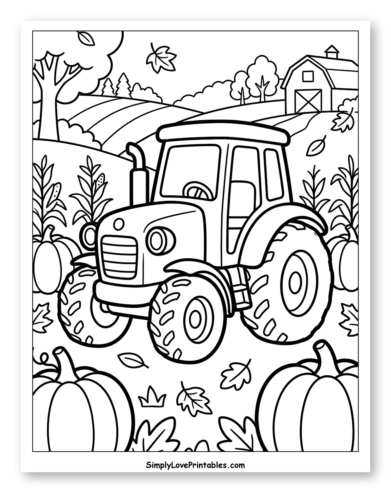 Farm Tractor in an Autumn Pumpkin Patch