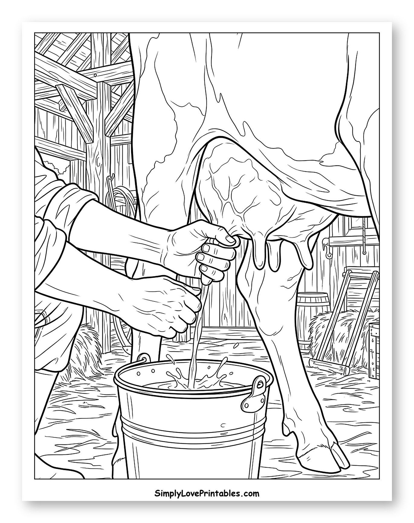 Farmer Milking a Cow in a Barn