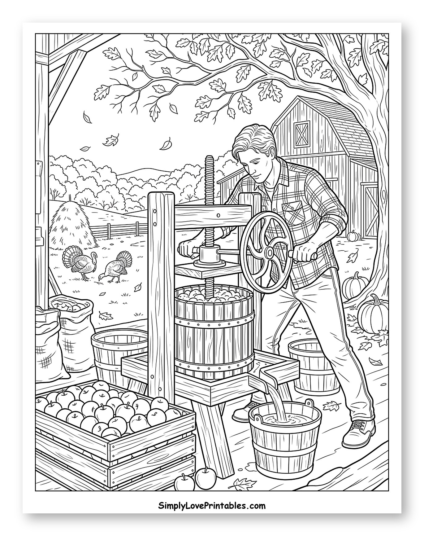 Farmer Pressing Fresh Apple Cider