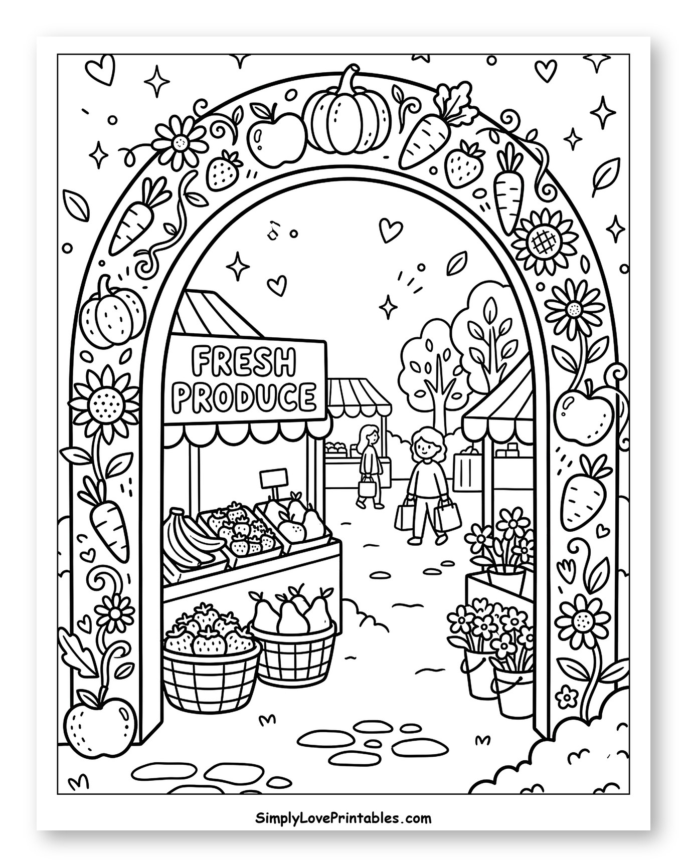 Farmers Market Archway with Fresh Produce