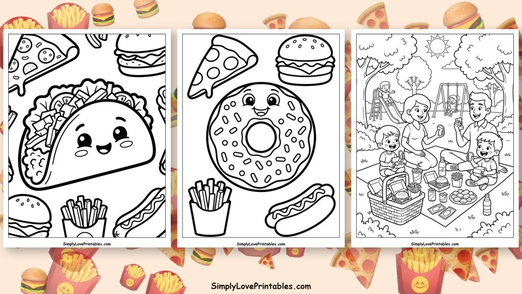 Fast food coloring pages featured image