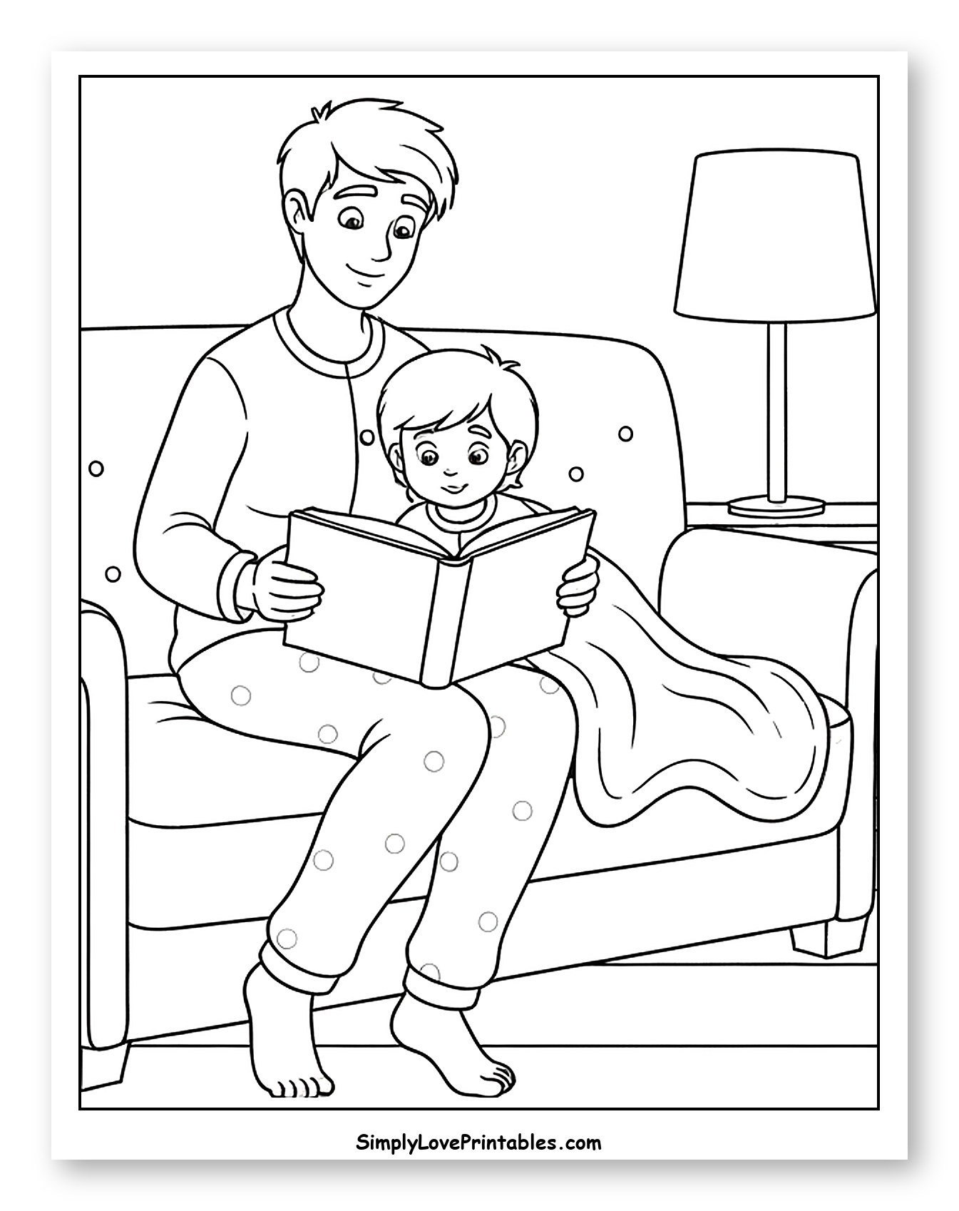Father and Son Reading a Bedtime Story