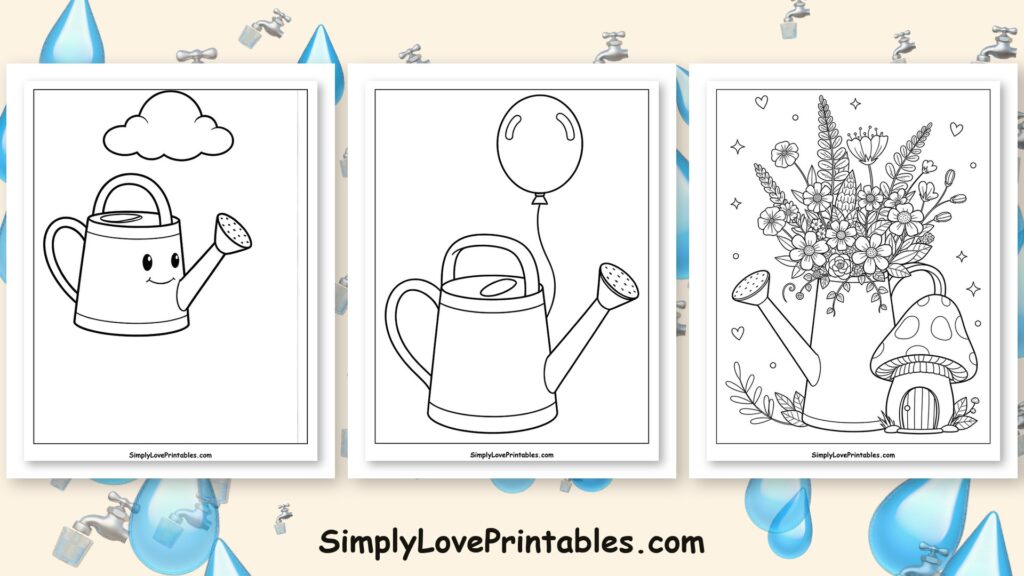 watering can coloring pages printable collection