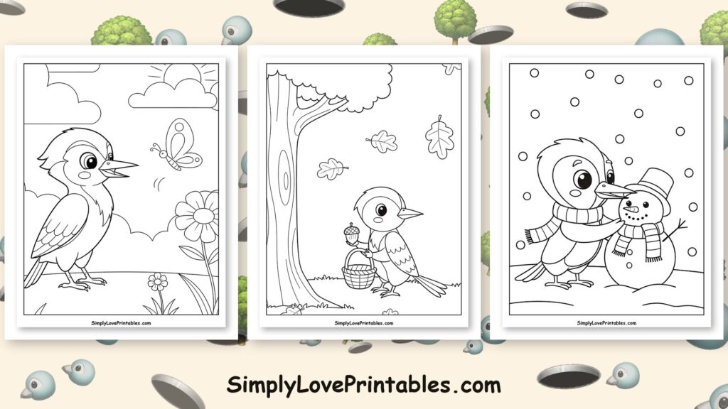 woodpecker coloring pages printable collection