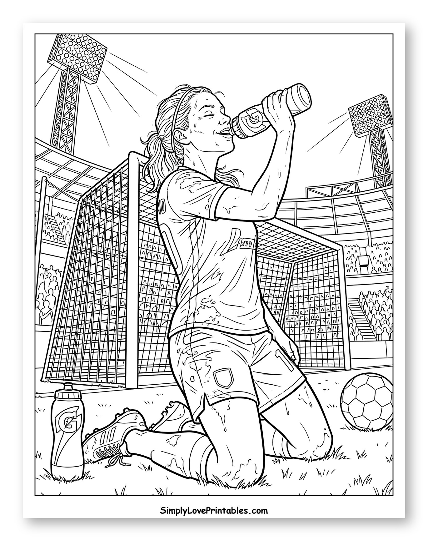 Female Soccer Player Hydrating During a Game