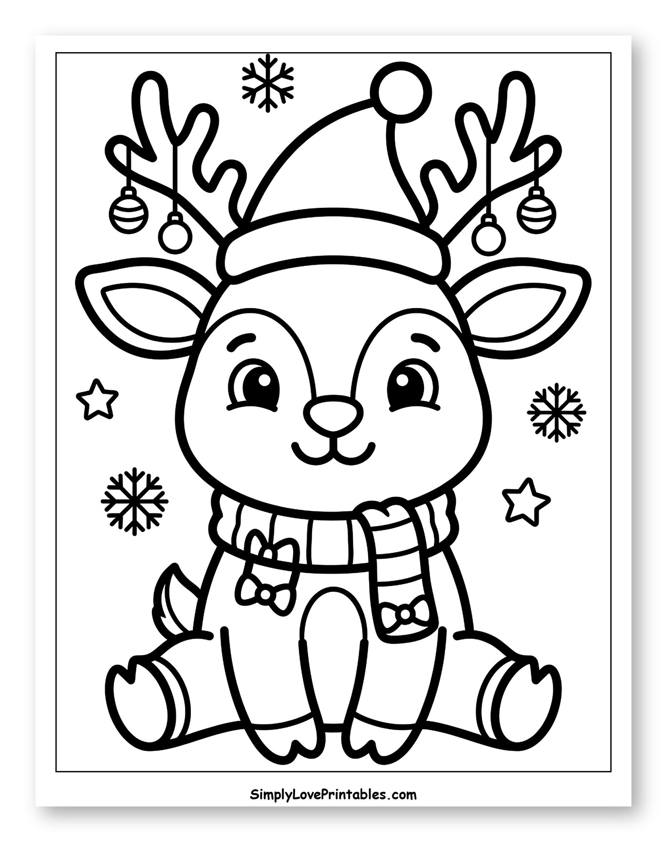 Festive Baby Reindeer with Decorated Antlers