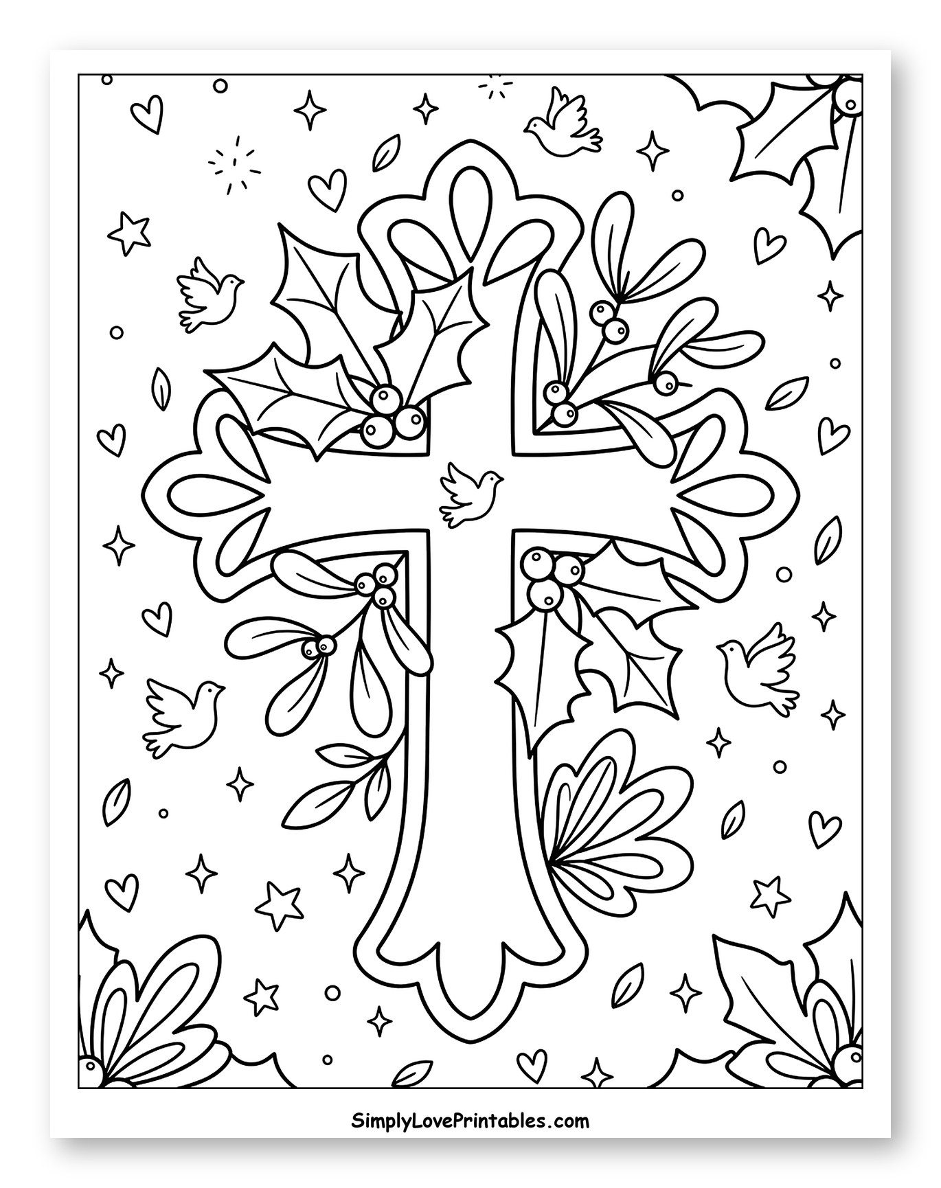 Festive Christian Cross with Holiday Foliage