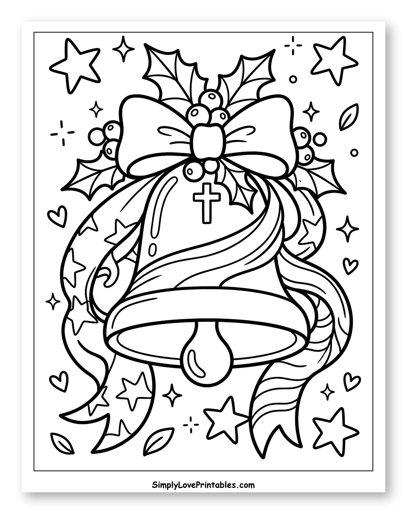 Festive Christmas Bell with Cross and Holly