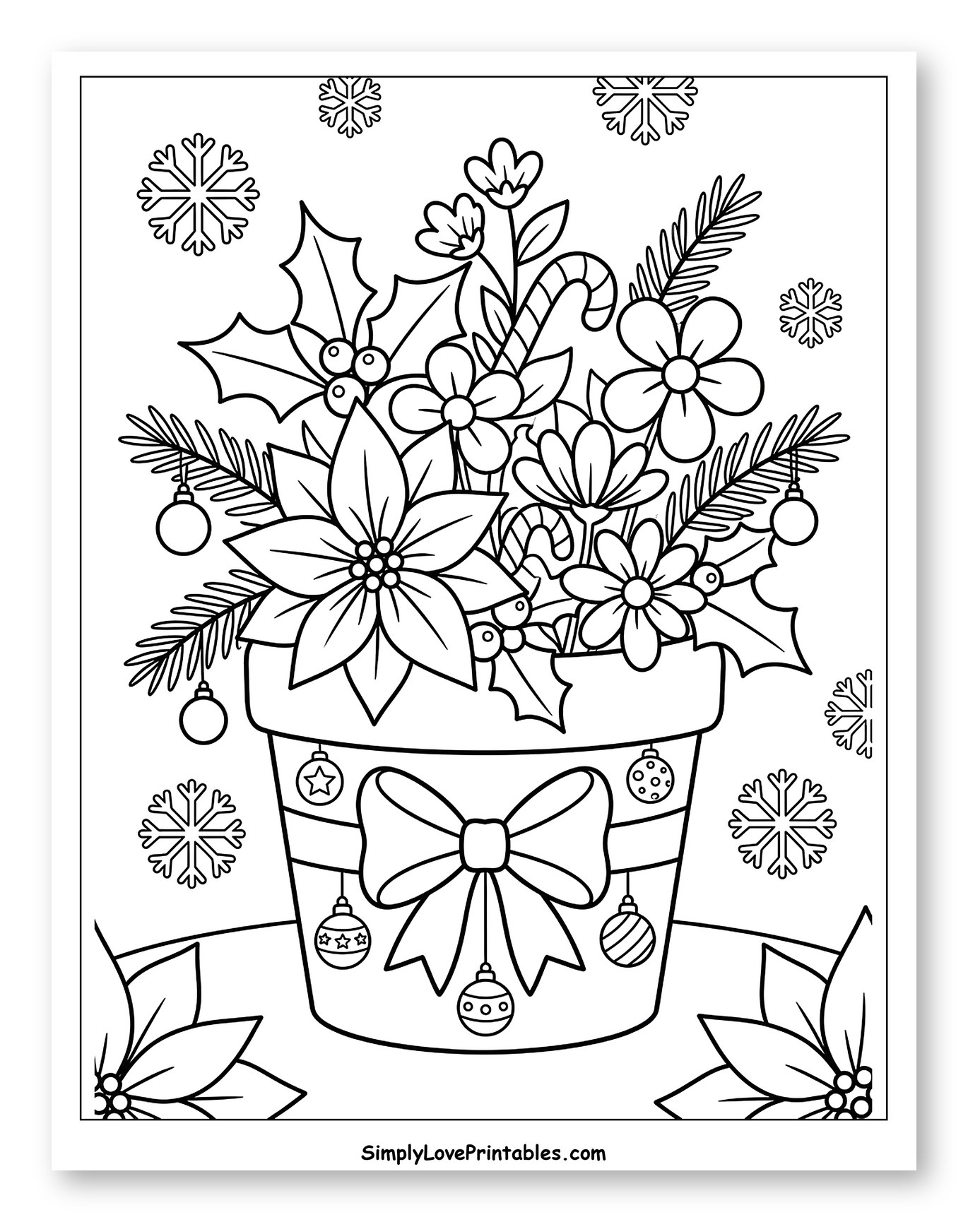 Festive Christmas Flower Pot with Snowflakes