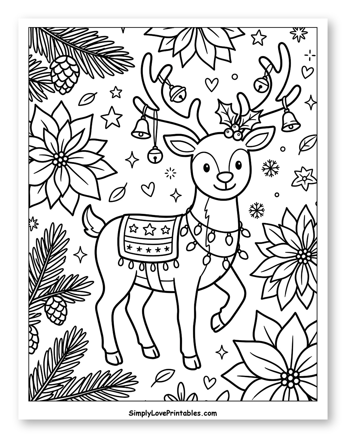 Festive Christmas Reindeer Adorned with Bells