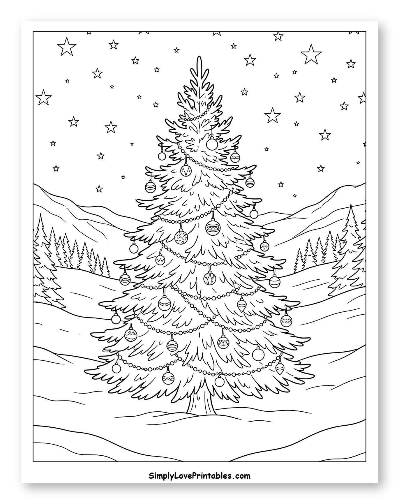 Festive Christmas Tree in a Winter Wonderland
