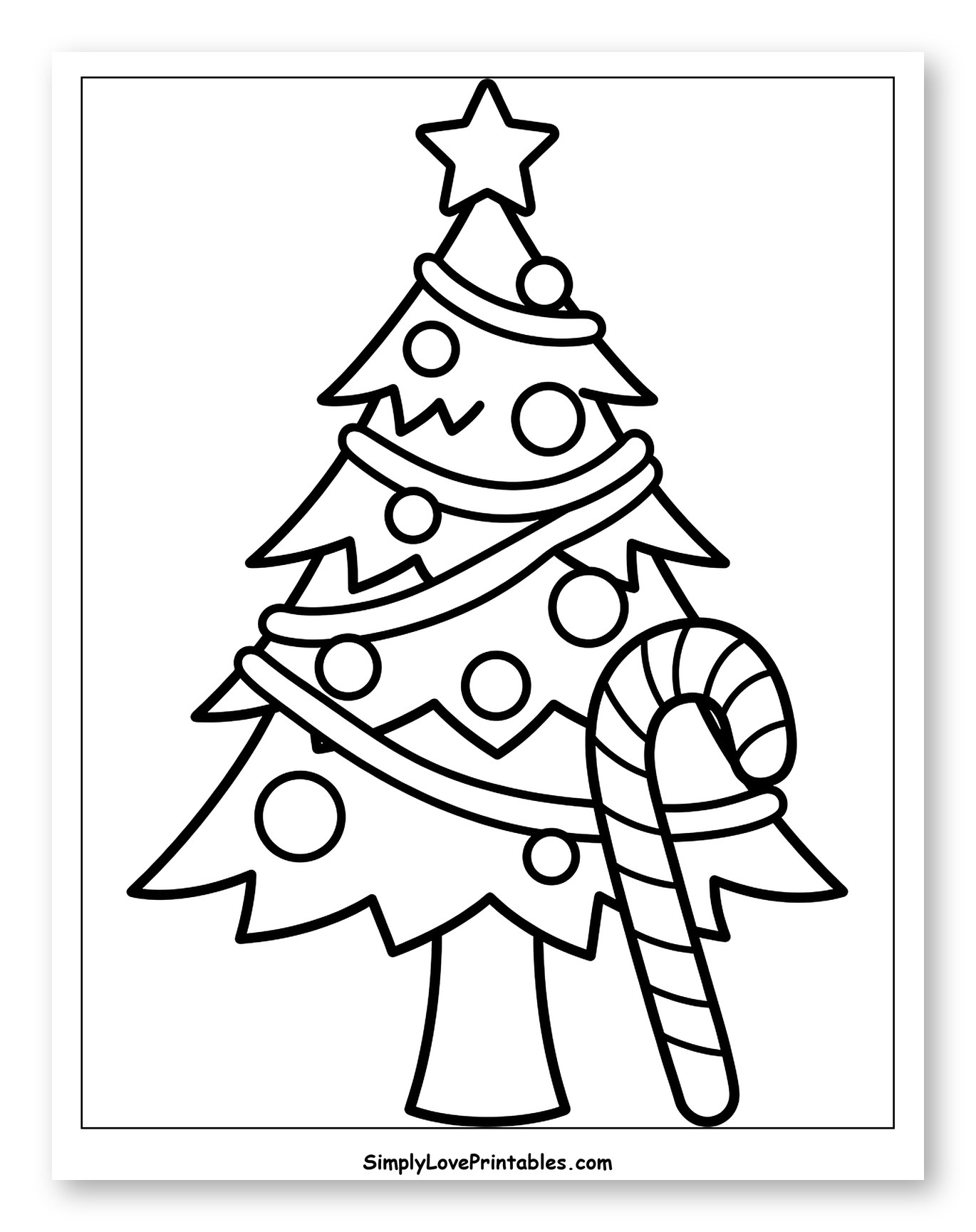 Festive Christmas Tree with Large Candy Cane