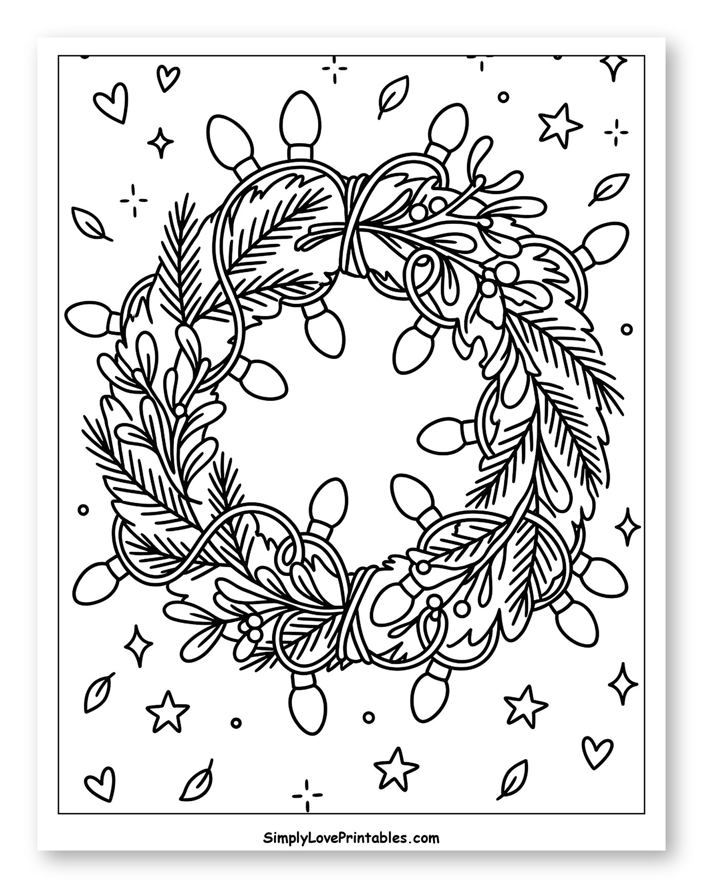 Festive Christmas Wreath with Glowing String Lights