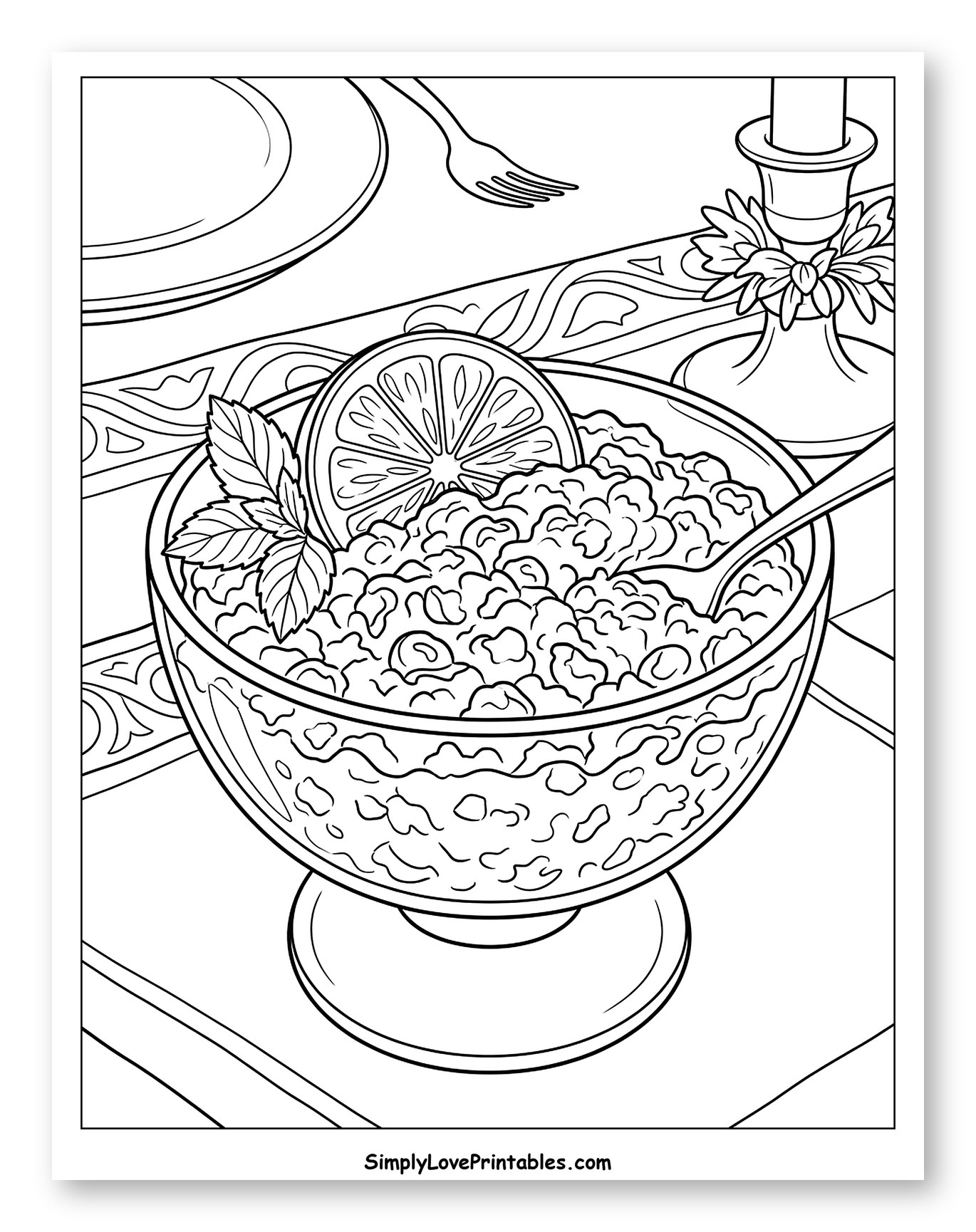 Festive Cranberry Sauce with Orange Garnish Coloring Sheet