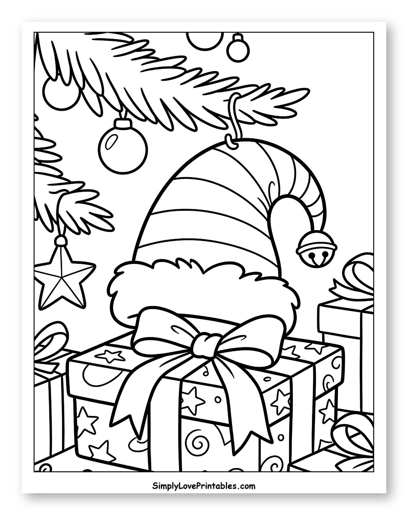 Festive Elf Hat Ornament with Christmas Presents