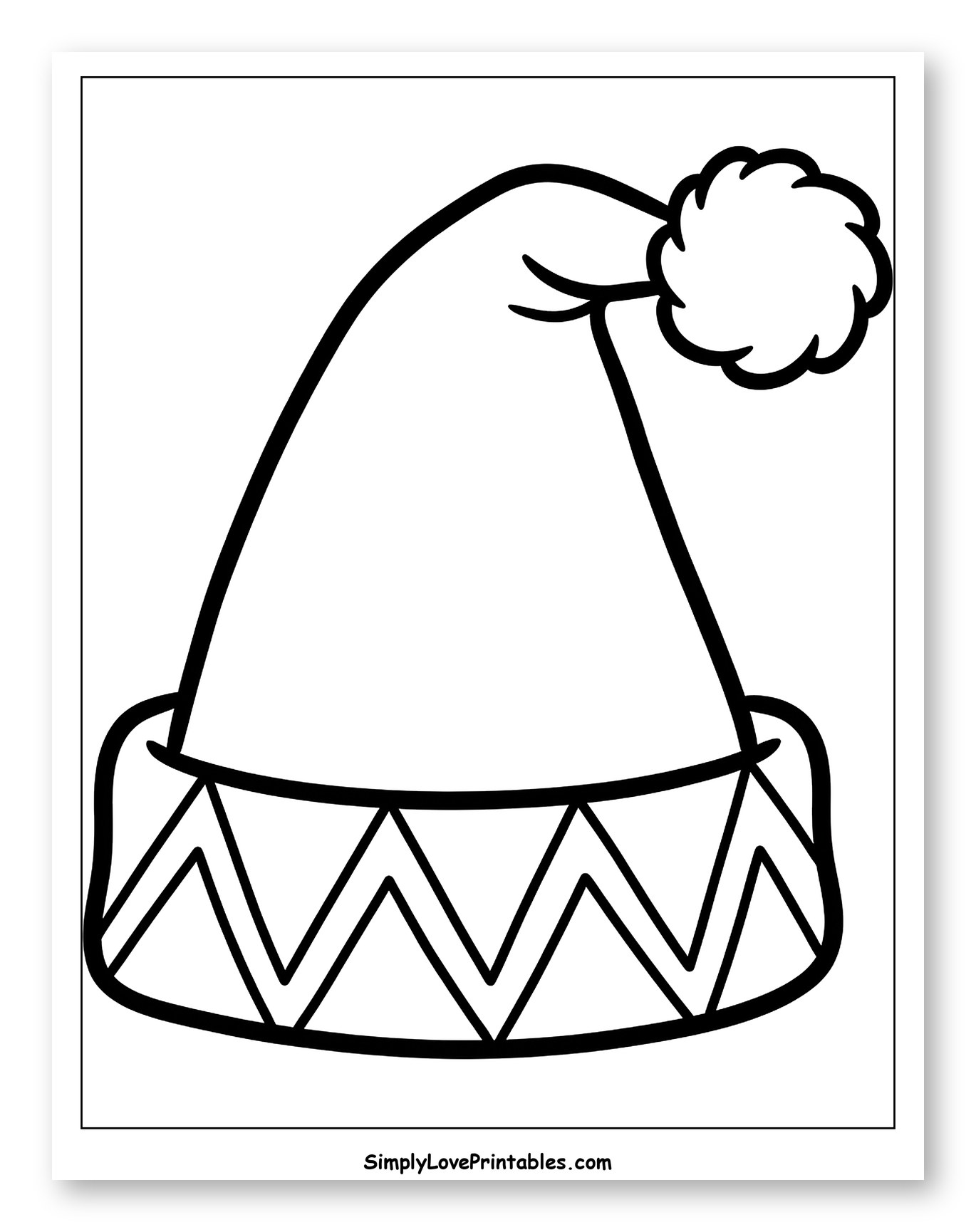 Festive Elf Hat with Zigzag Brim to Color for Toddlers