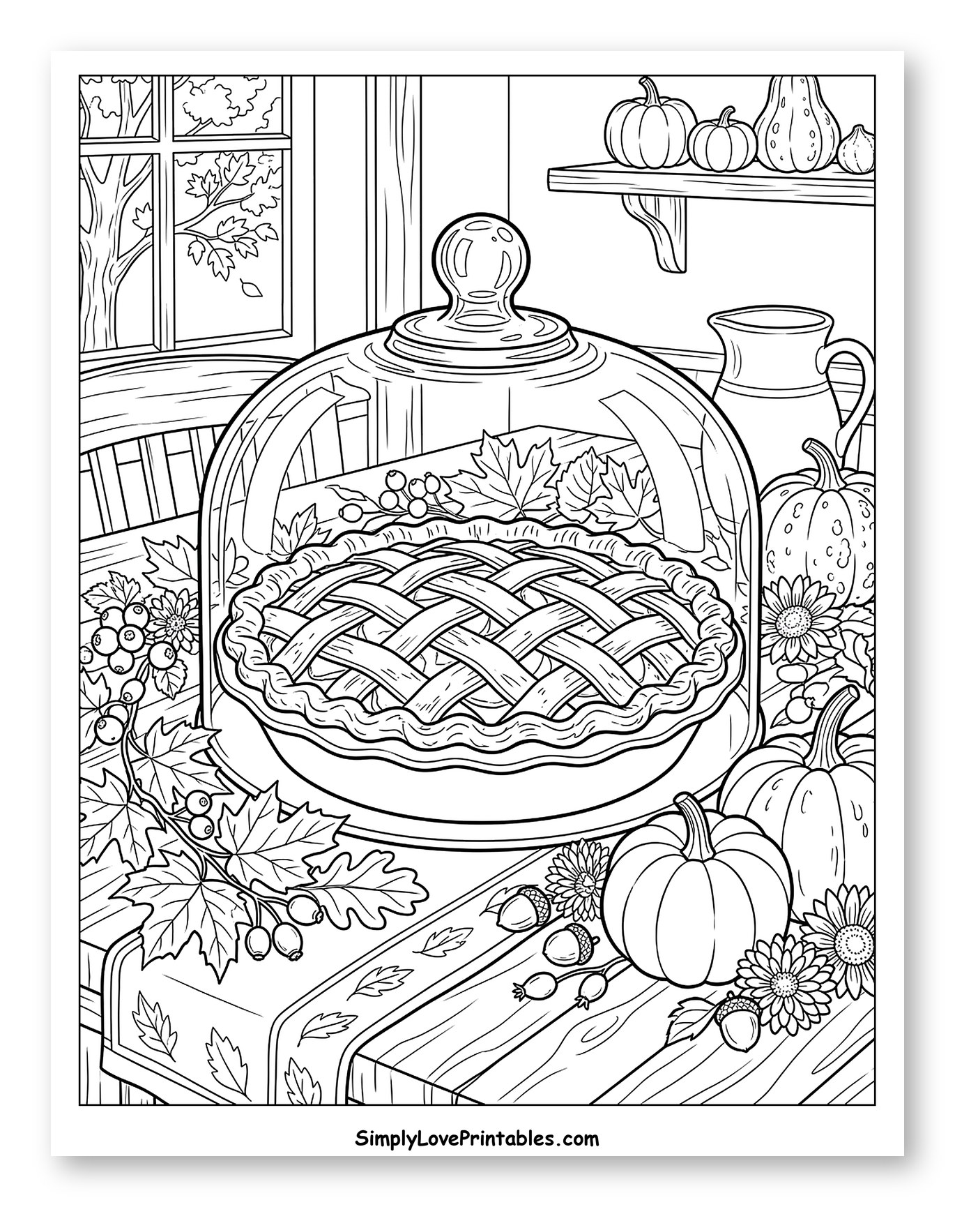 Festive Fall Table with Pie and Pumpkins