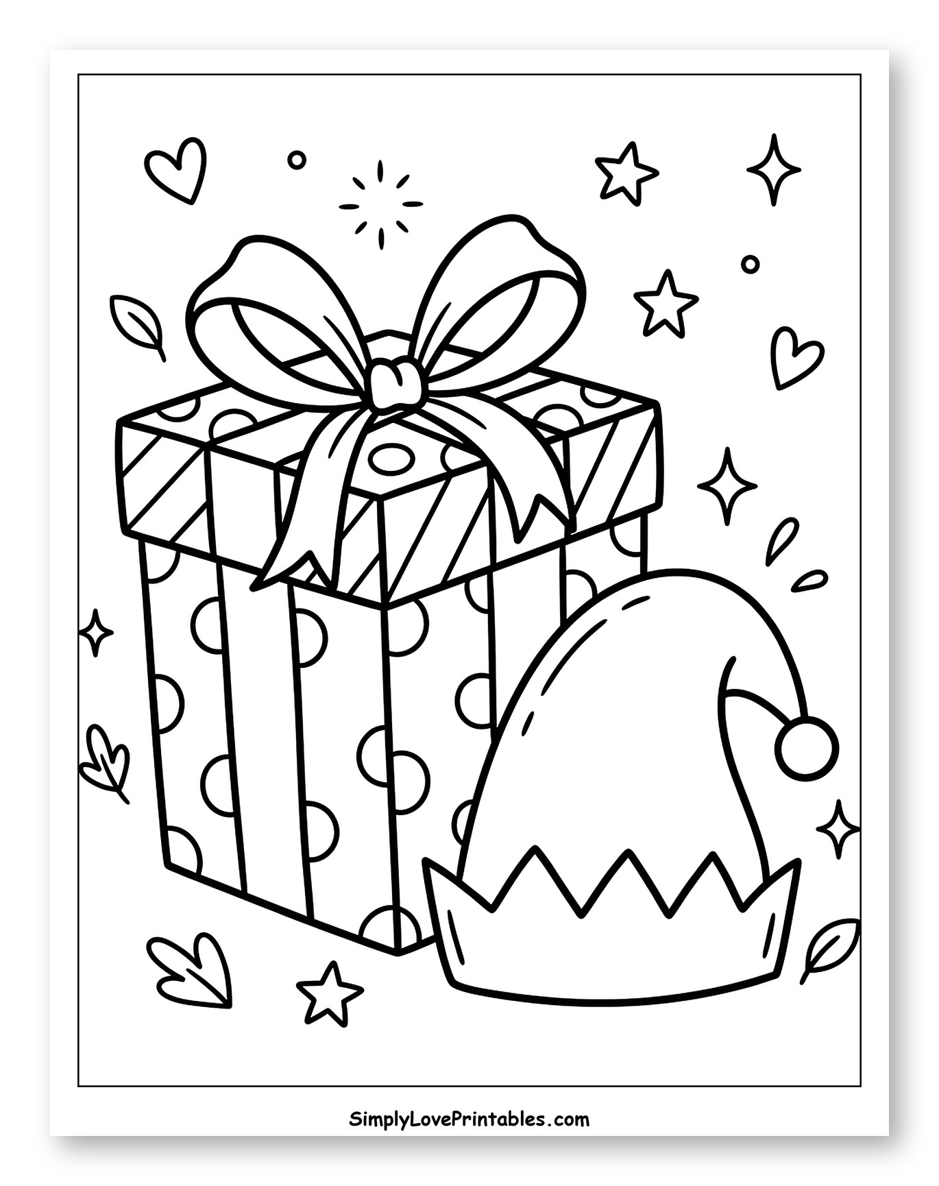 Festive Gift Box and Playful Elf Hat