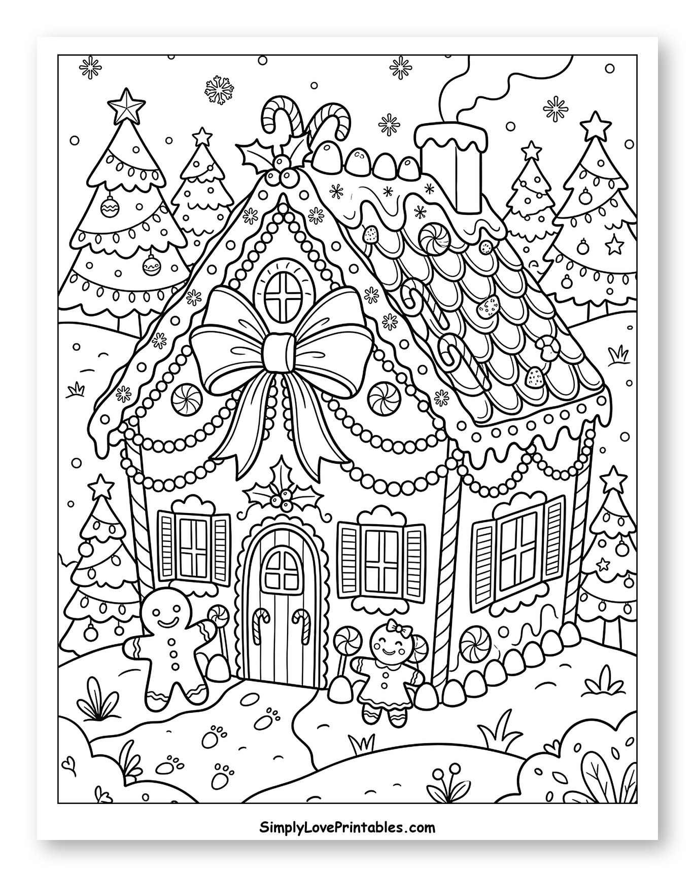 Festive Gingerbread House and Friendly Gingerbread People