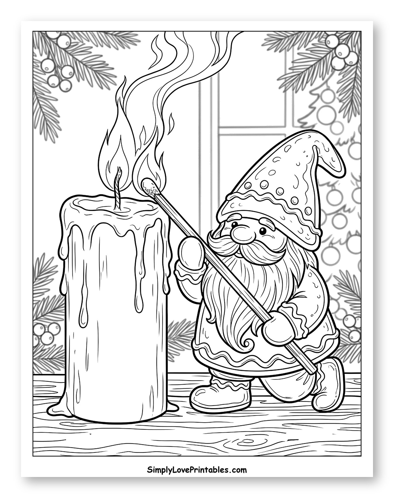 Festive Gnome Lighting a Large Candle