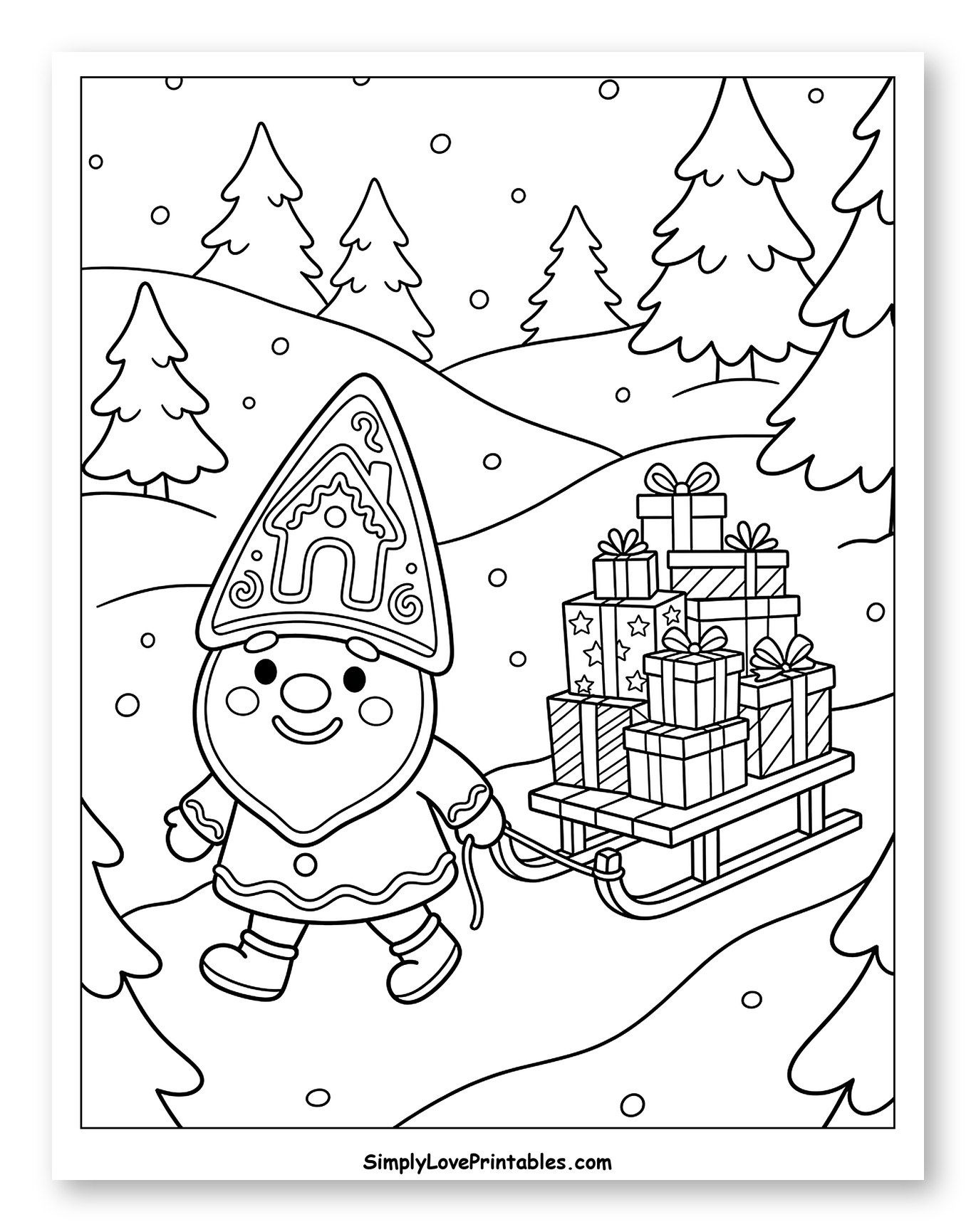 Festive Gnome Pulling a Sled of Christmas Presents