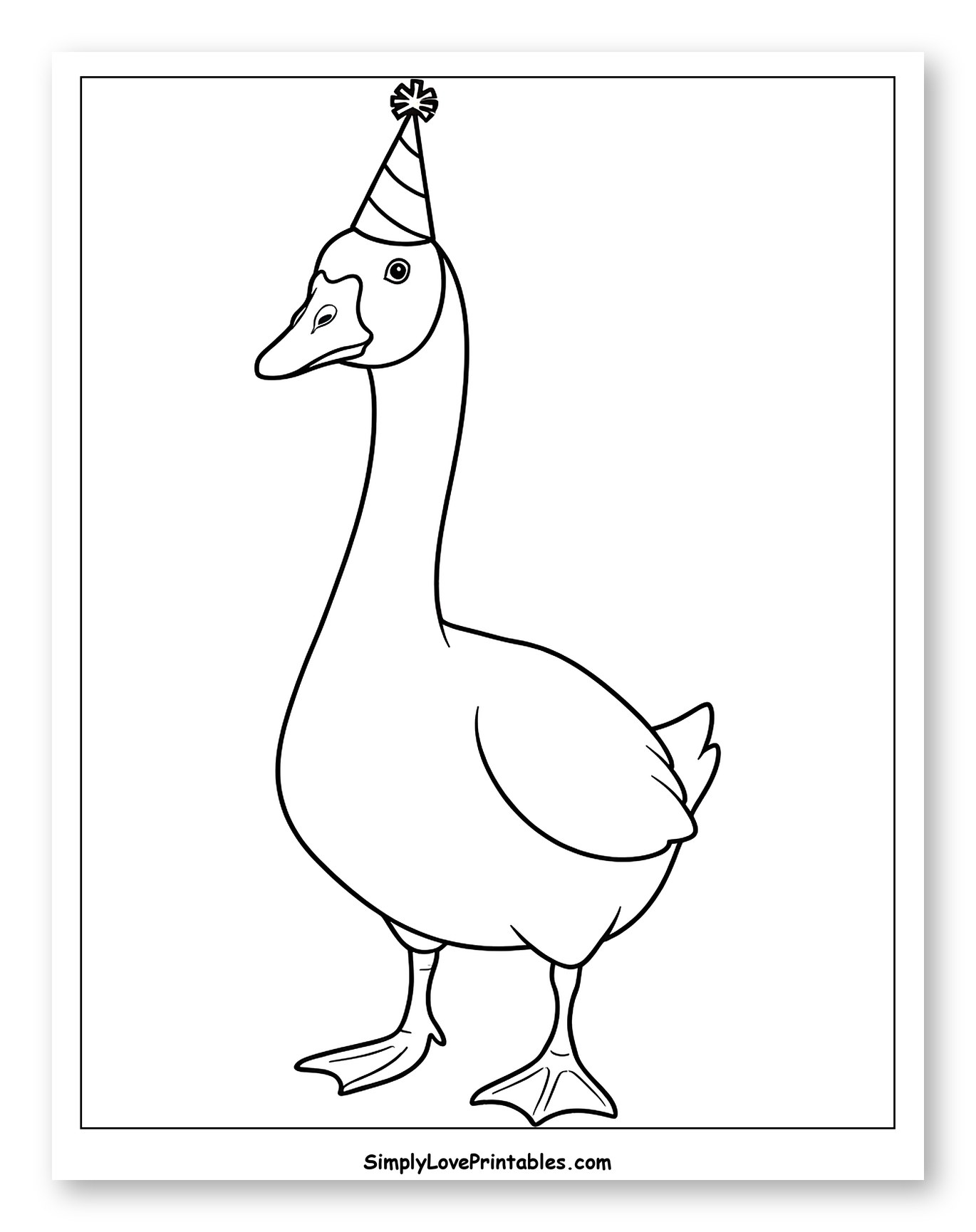 Festive Goose with Striped Party Hat