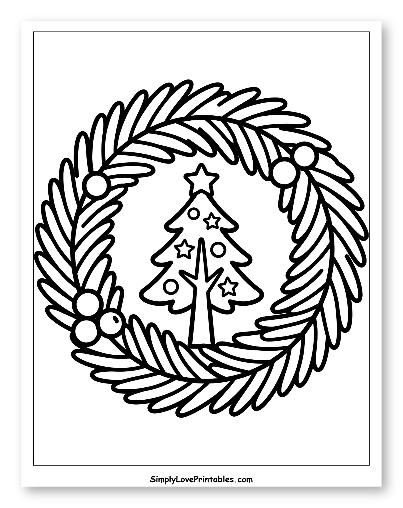 Festive Holiday Wreath and Christmas Tree
