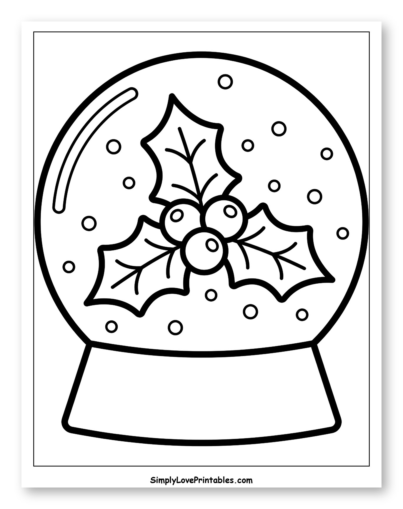 Festive Holly and Berries in a Snow Globe
