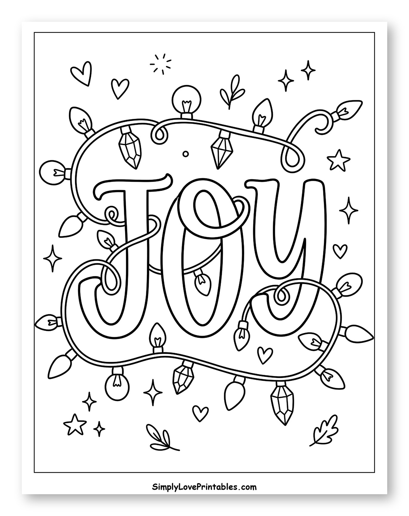Festive Joy Lettering Wrapped in Christmas Lights