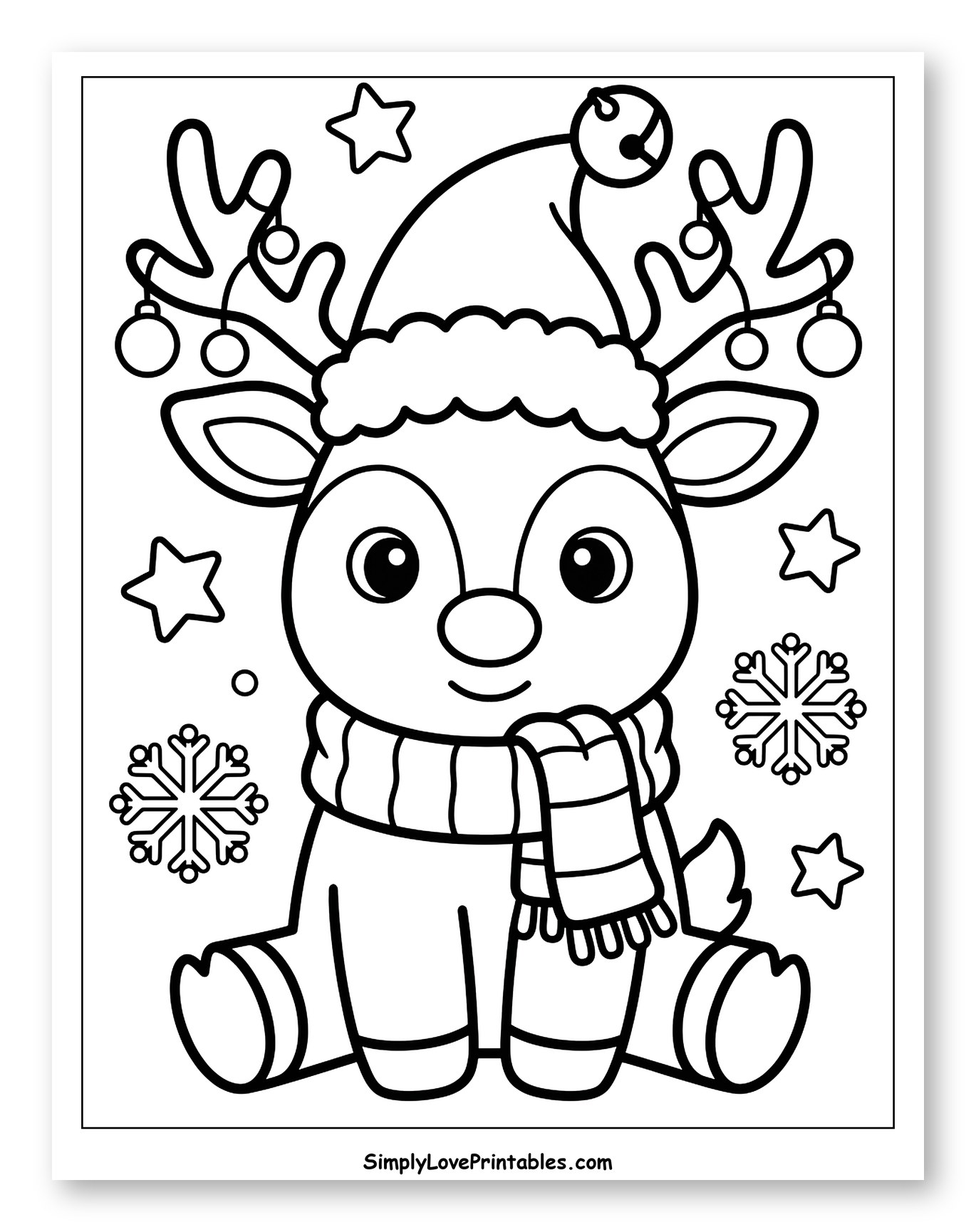 Festive Little Reindeer with Decorated Antlers