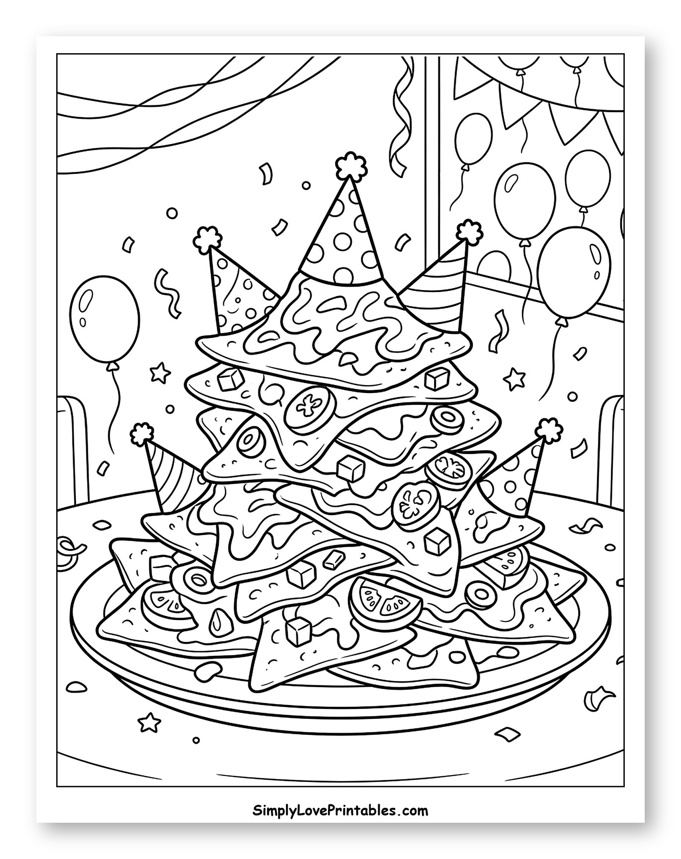 Festive Nachos Stack with Party Hats