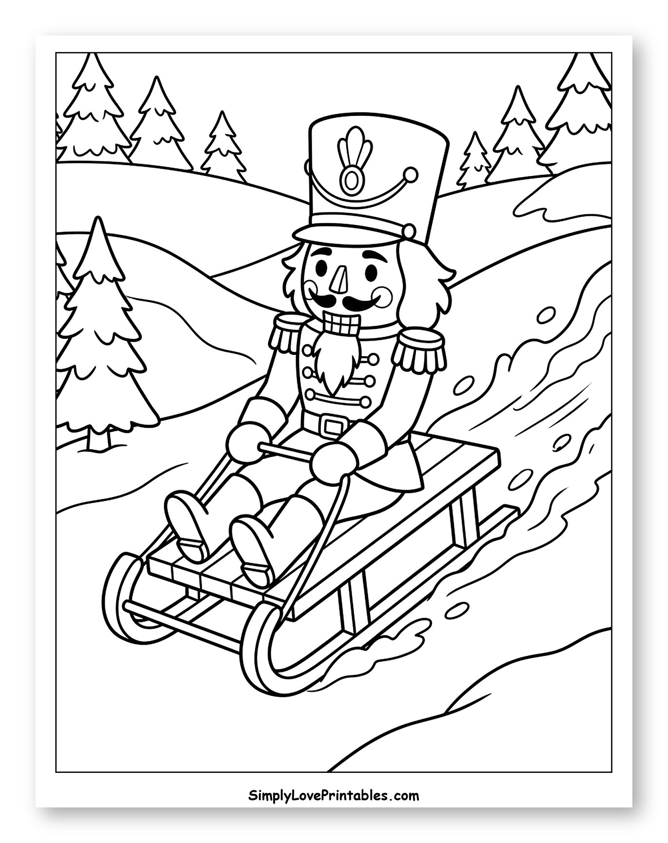 Festive Nutcracker Sledding Through the Snow