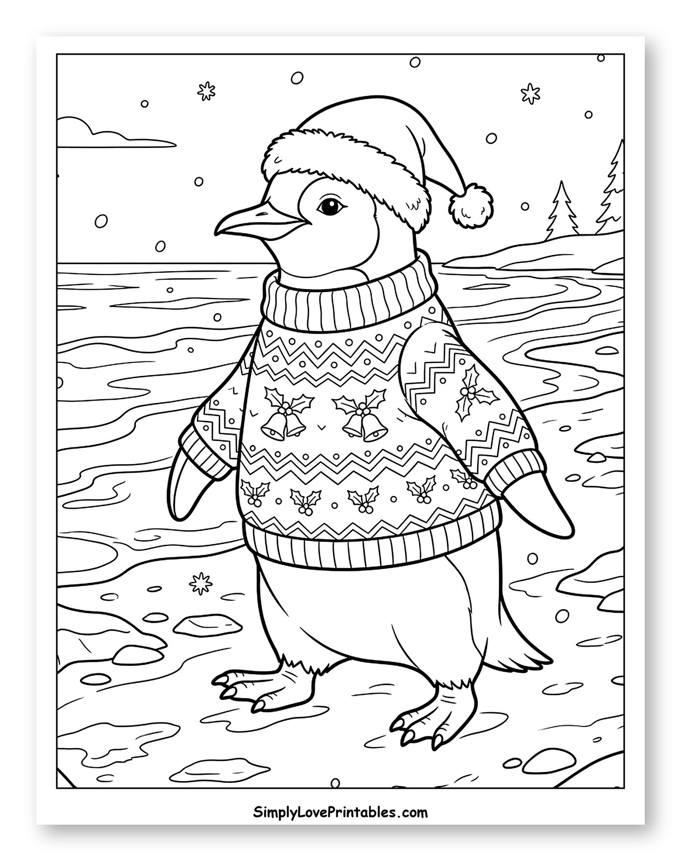 Festive Penguin in a Cozy Christmas Sweater