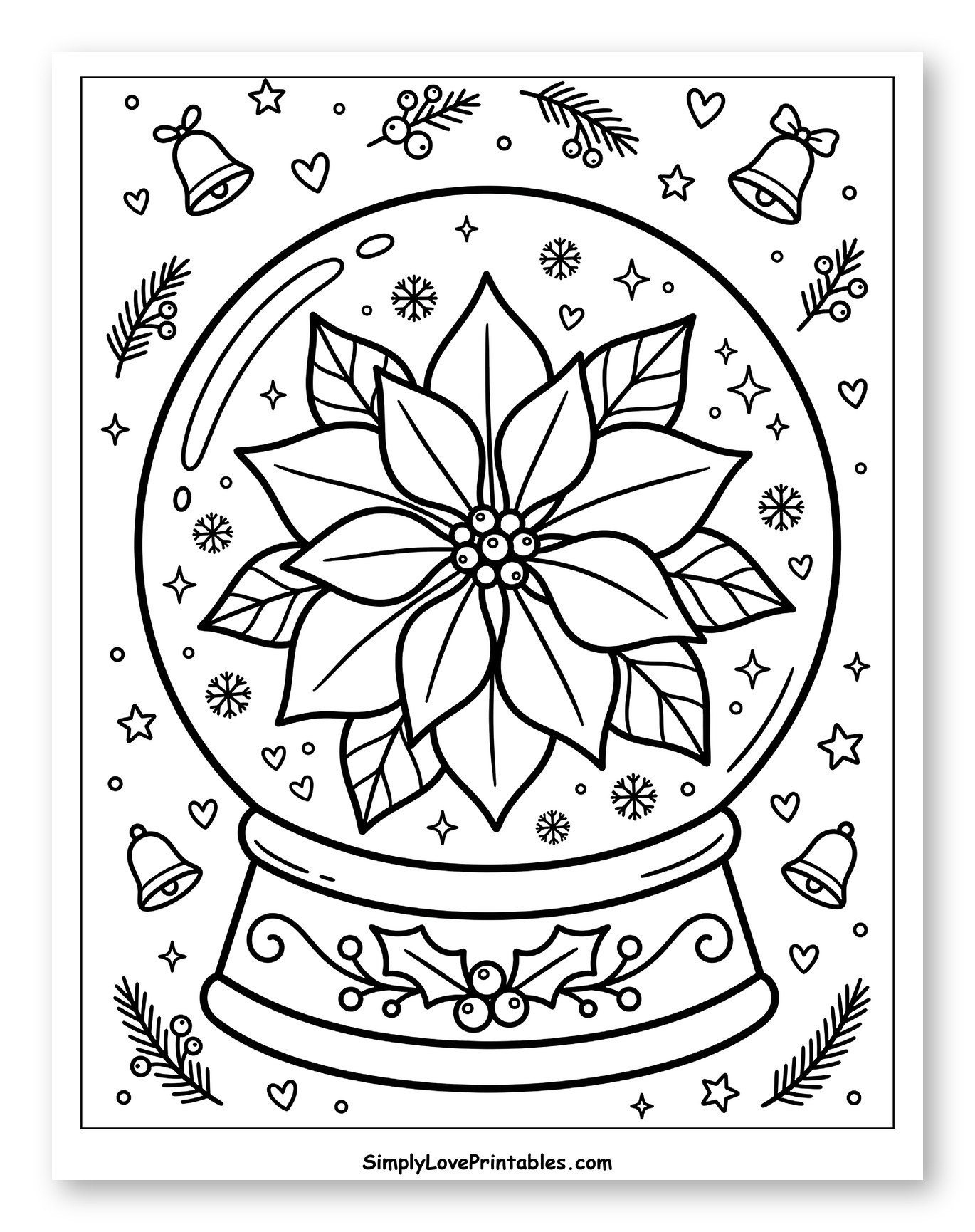 Festive Poinsettia in a Winter Snow Globe