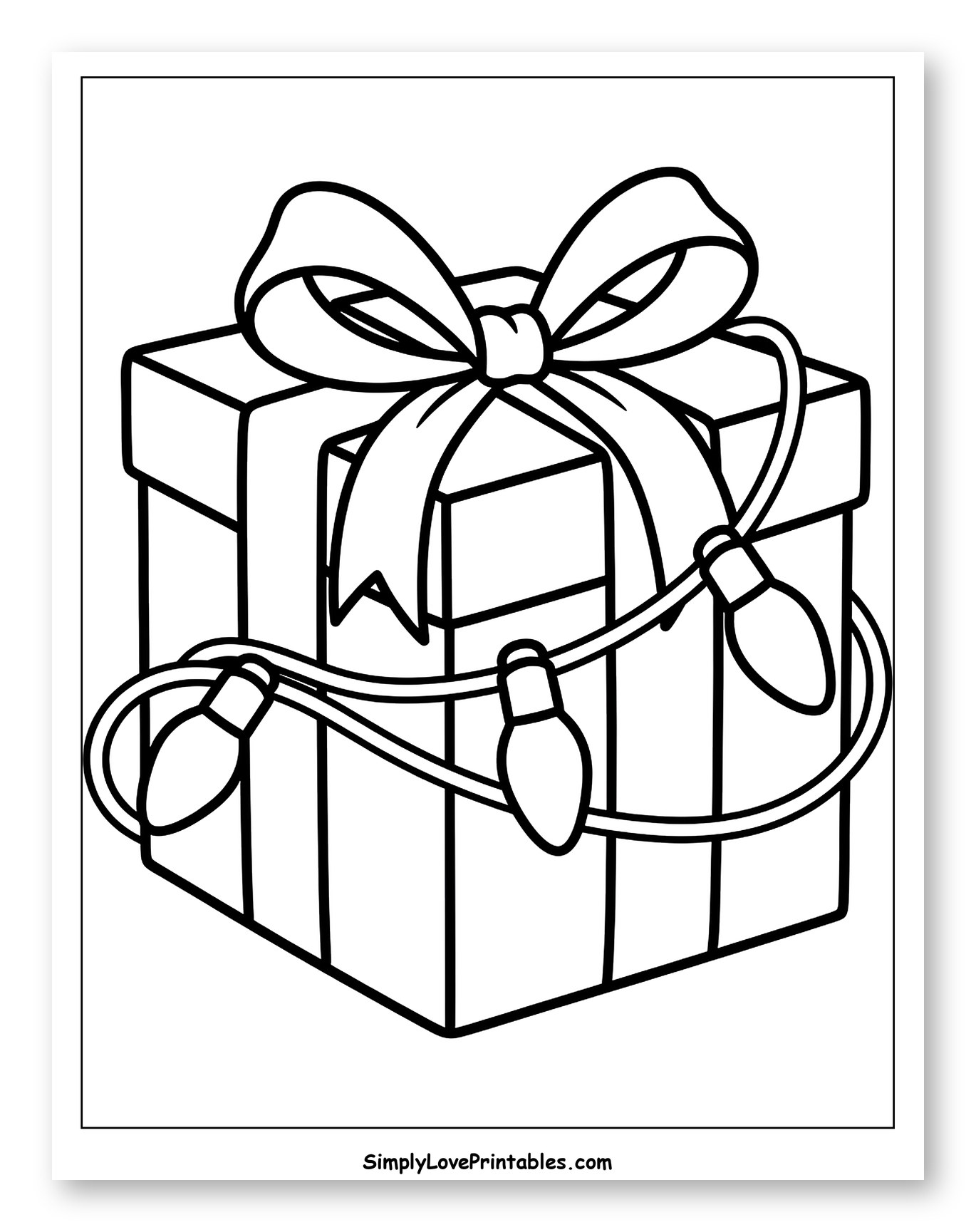 Festive Present Wrapped with Holiday Lights