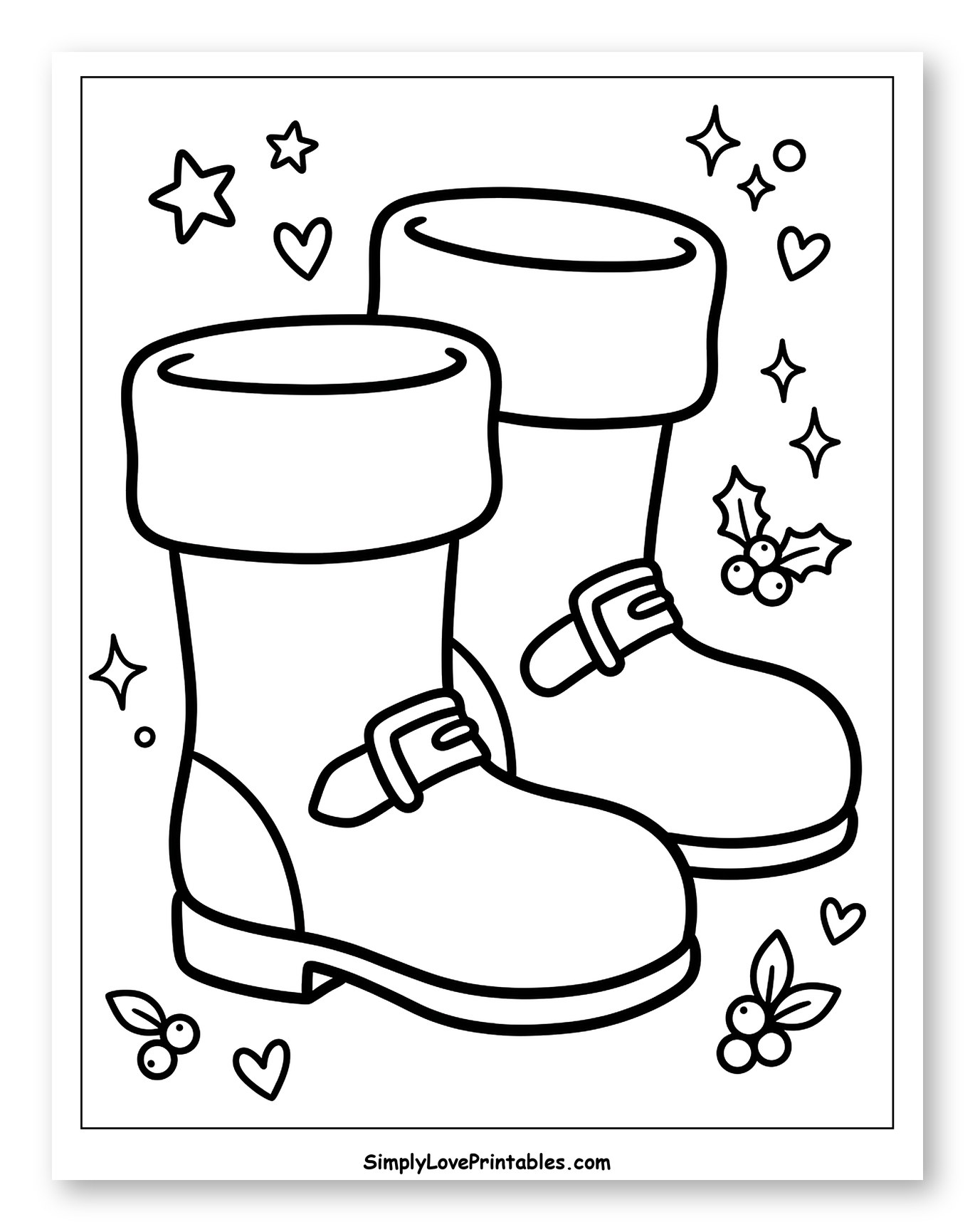 Festive Santa Boots with Holly and Stars