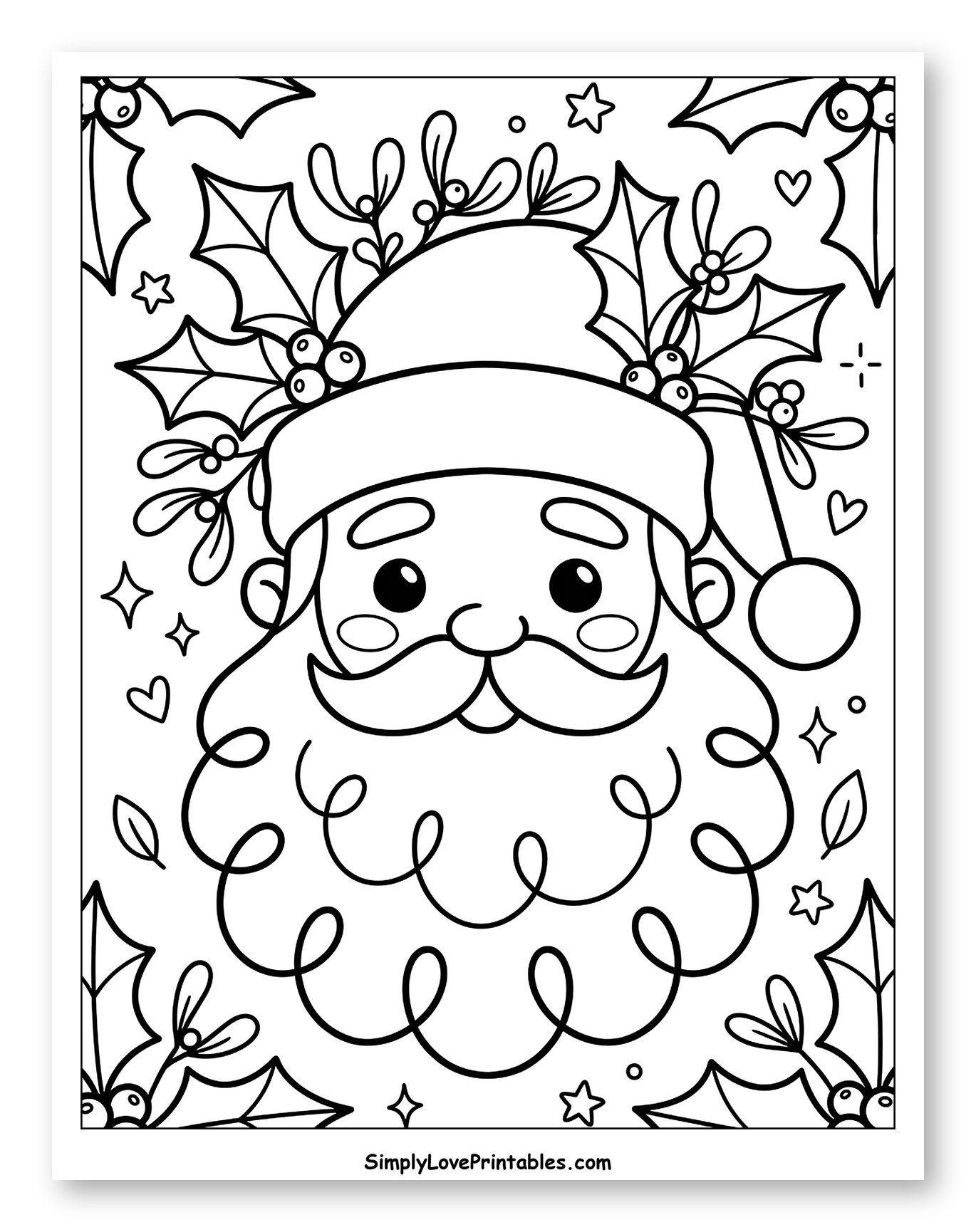 Festive Santa Claus with Holly and Berries