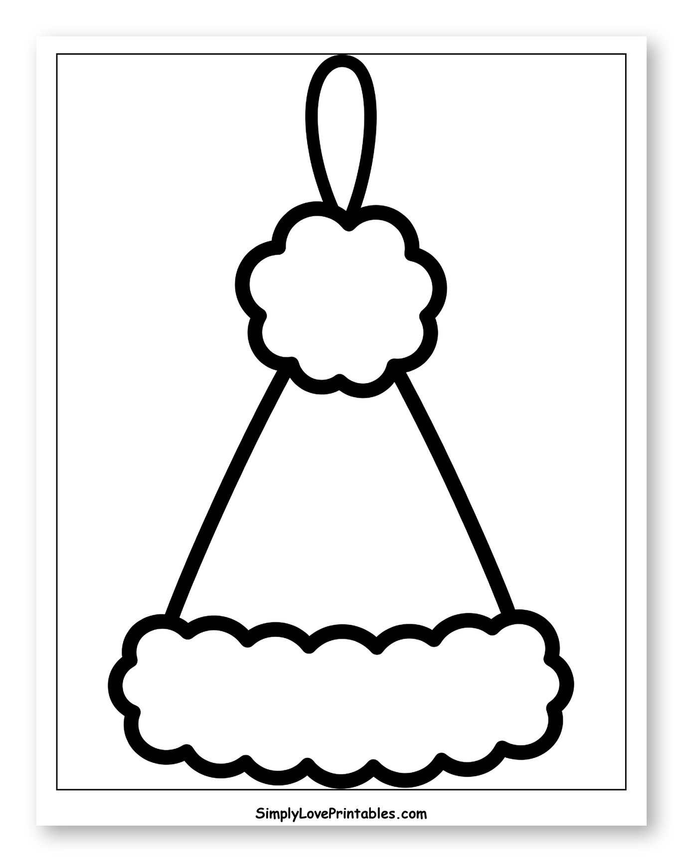 Festive Santa Hat Christmas Tree Ornament Coloring Sheet for Toddlers