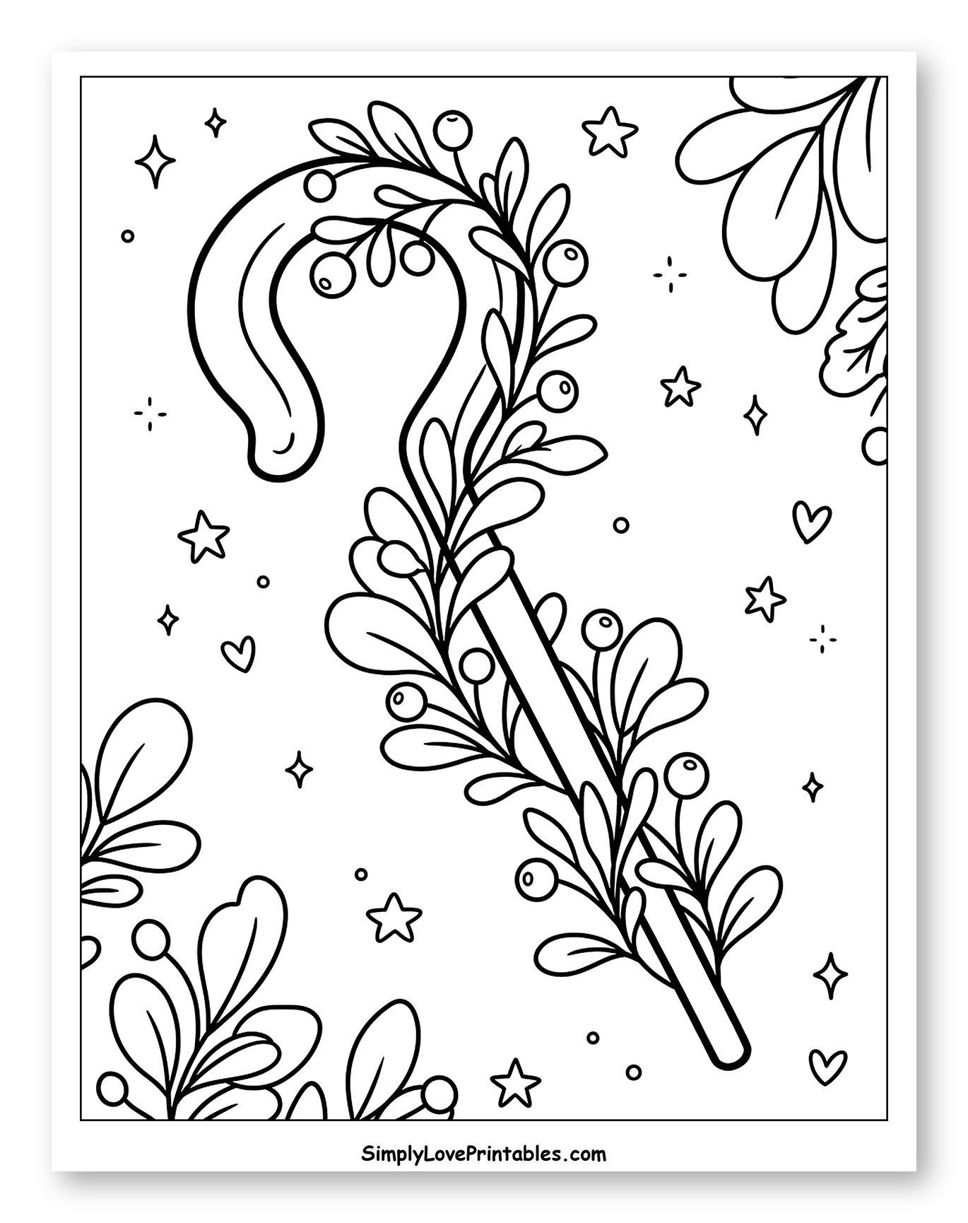 Festive Shepherd's Crook with Berries and Leaves