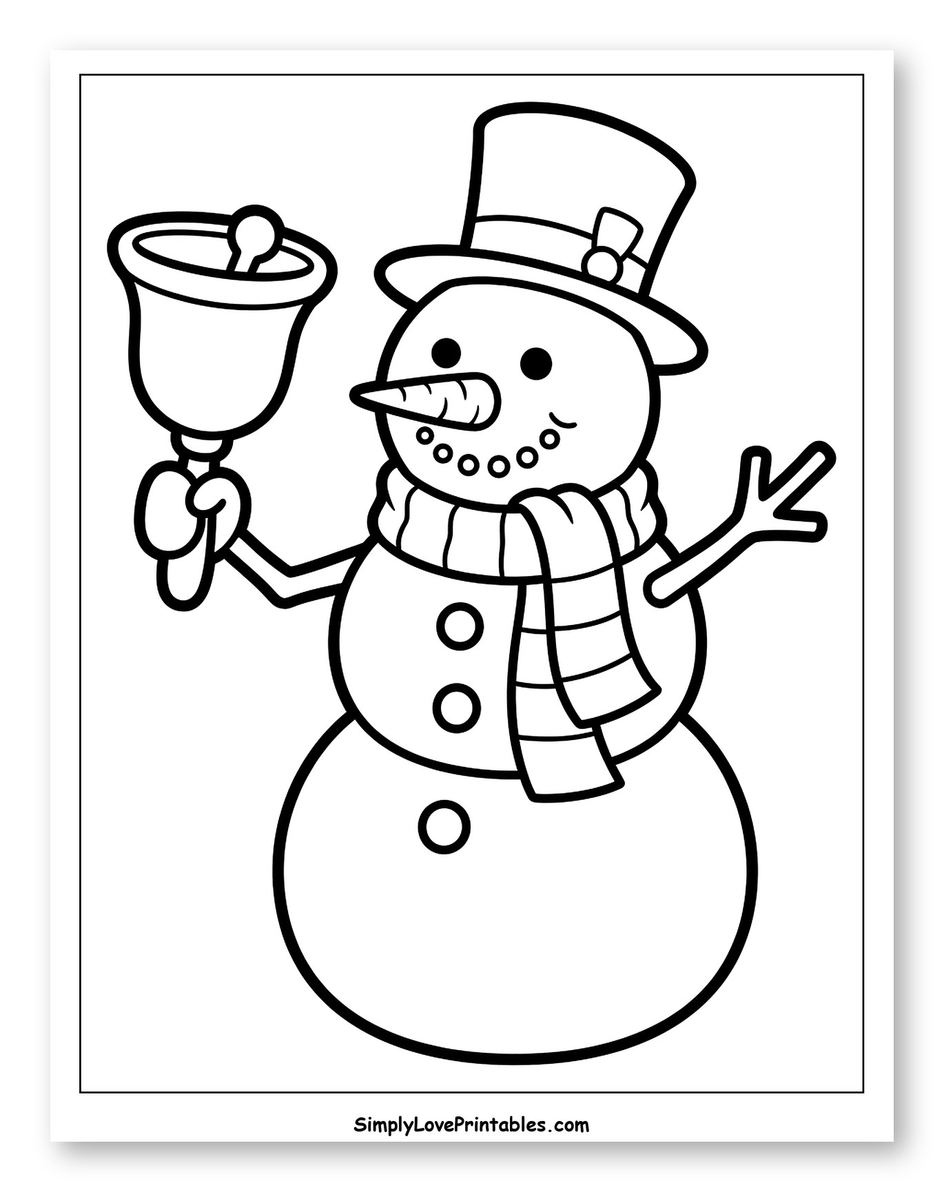 Festive Snowman Ringing a Holiday Bell