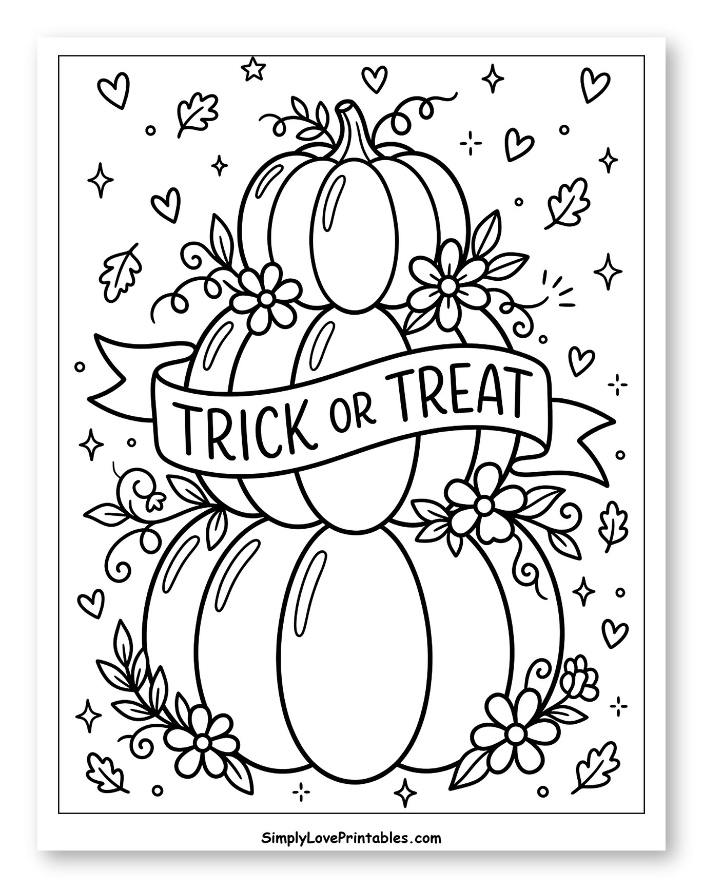 Festive Stacked Pumpkins with Trick or Treat Sign