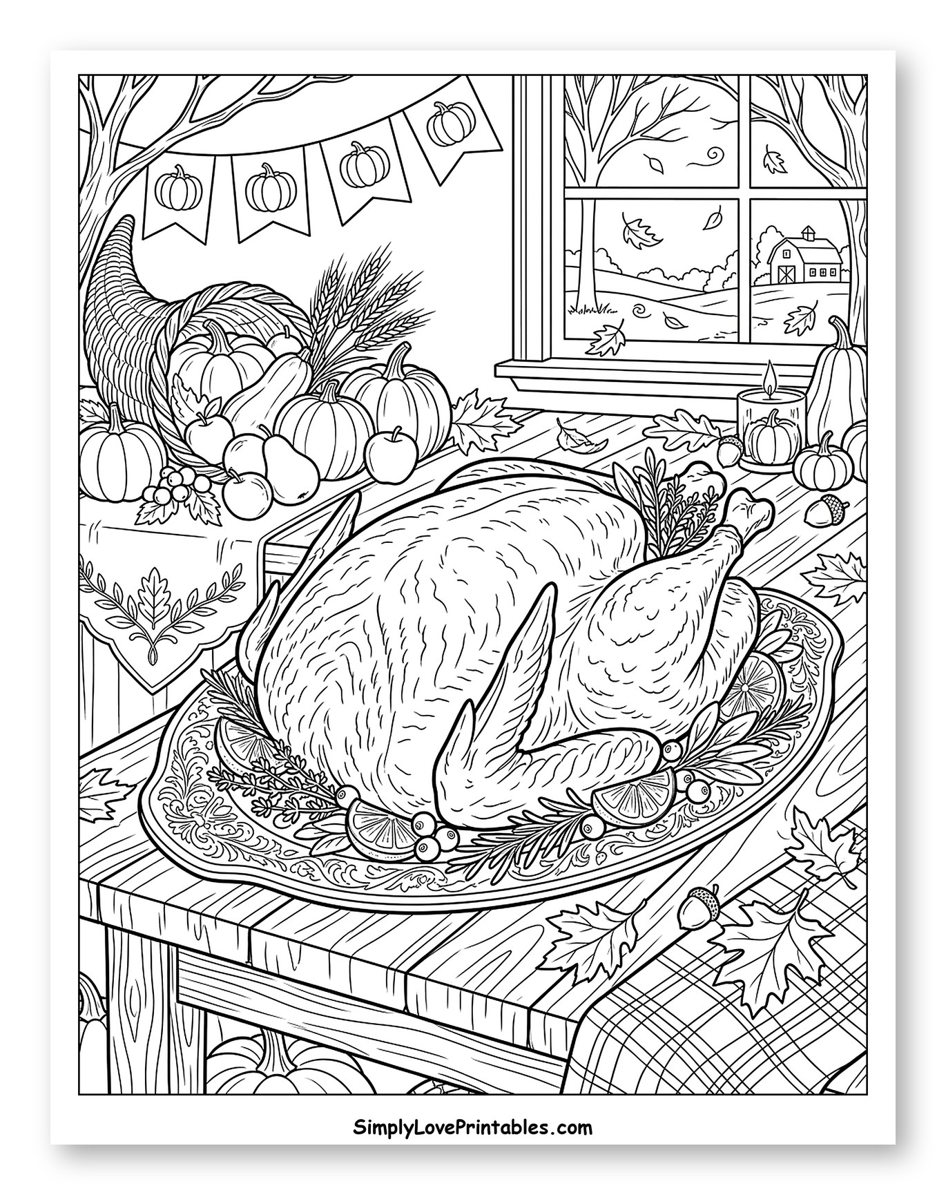 Festive Thanksgiving Feast with Roasted Turkey