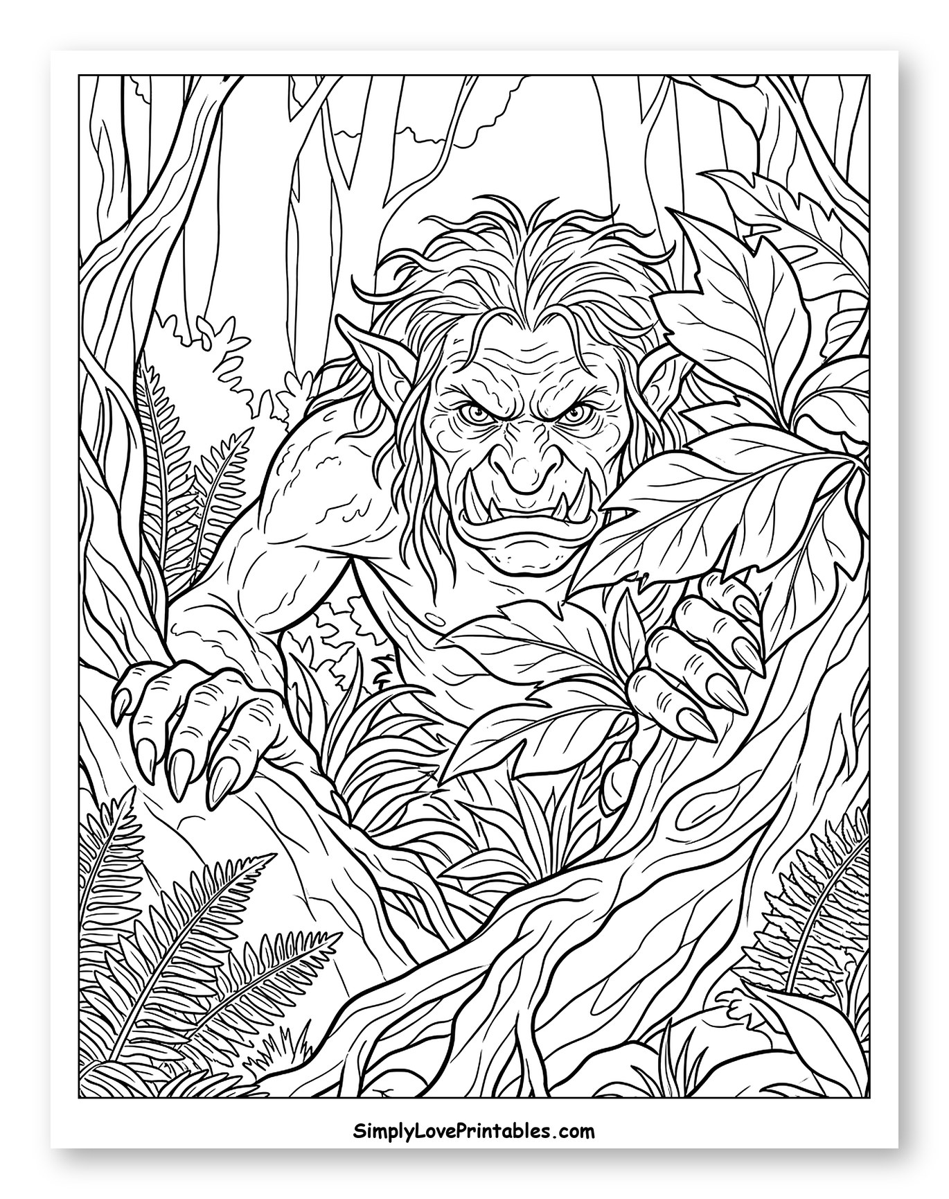 Fierce Troll Emerging from Jungle