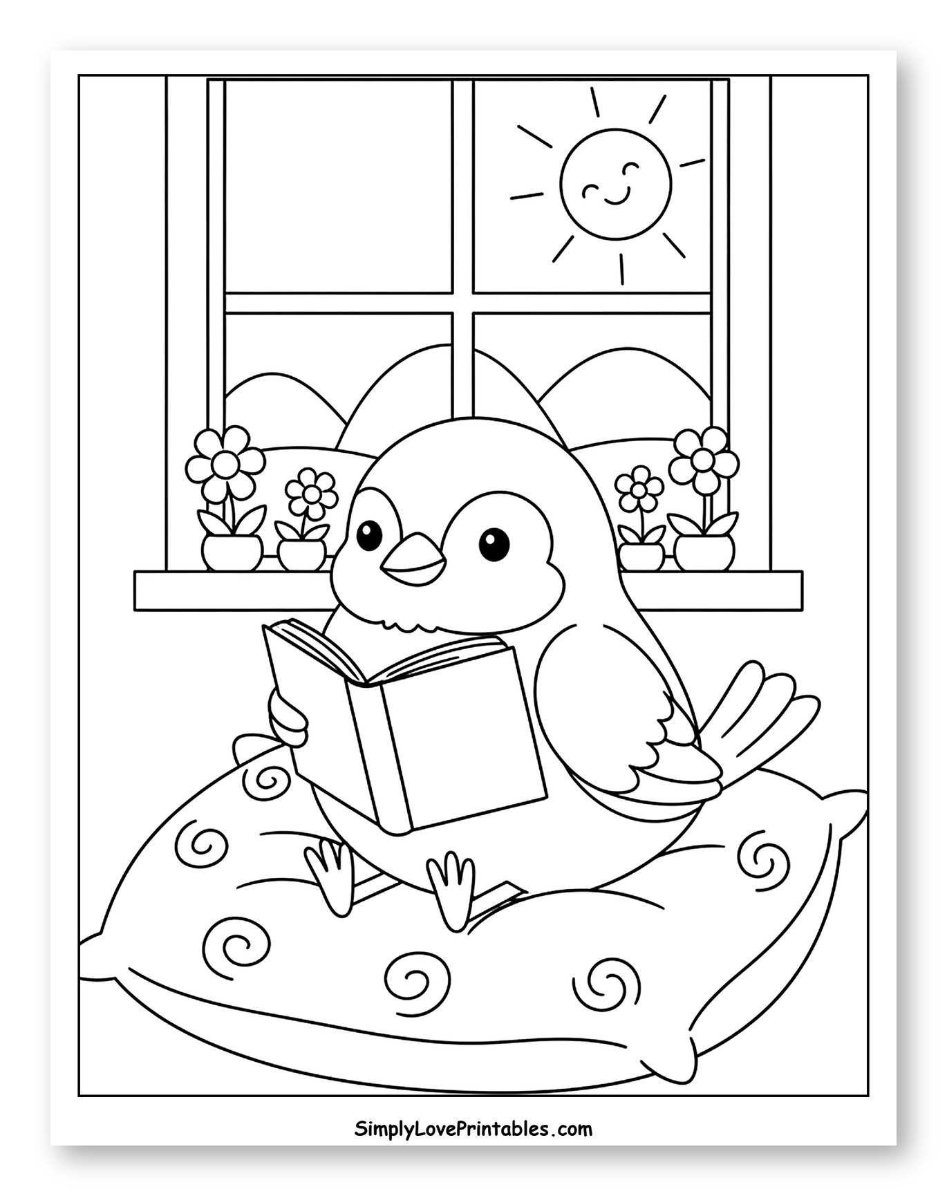 Finch Enjoying a Book by the Window
