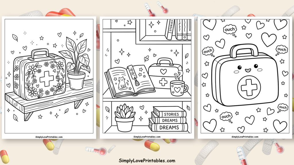 first aid kit coloring pages featured image