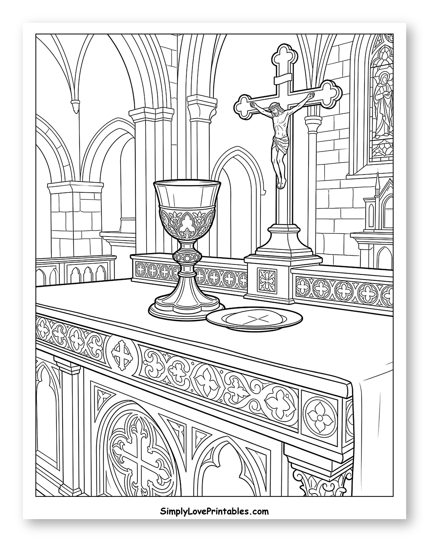 First Communion Altar with Chalice and Crucifix
