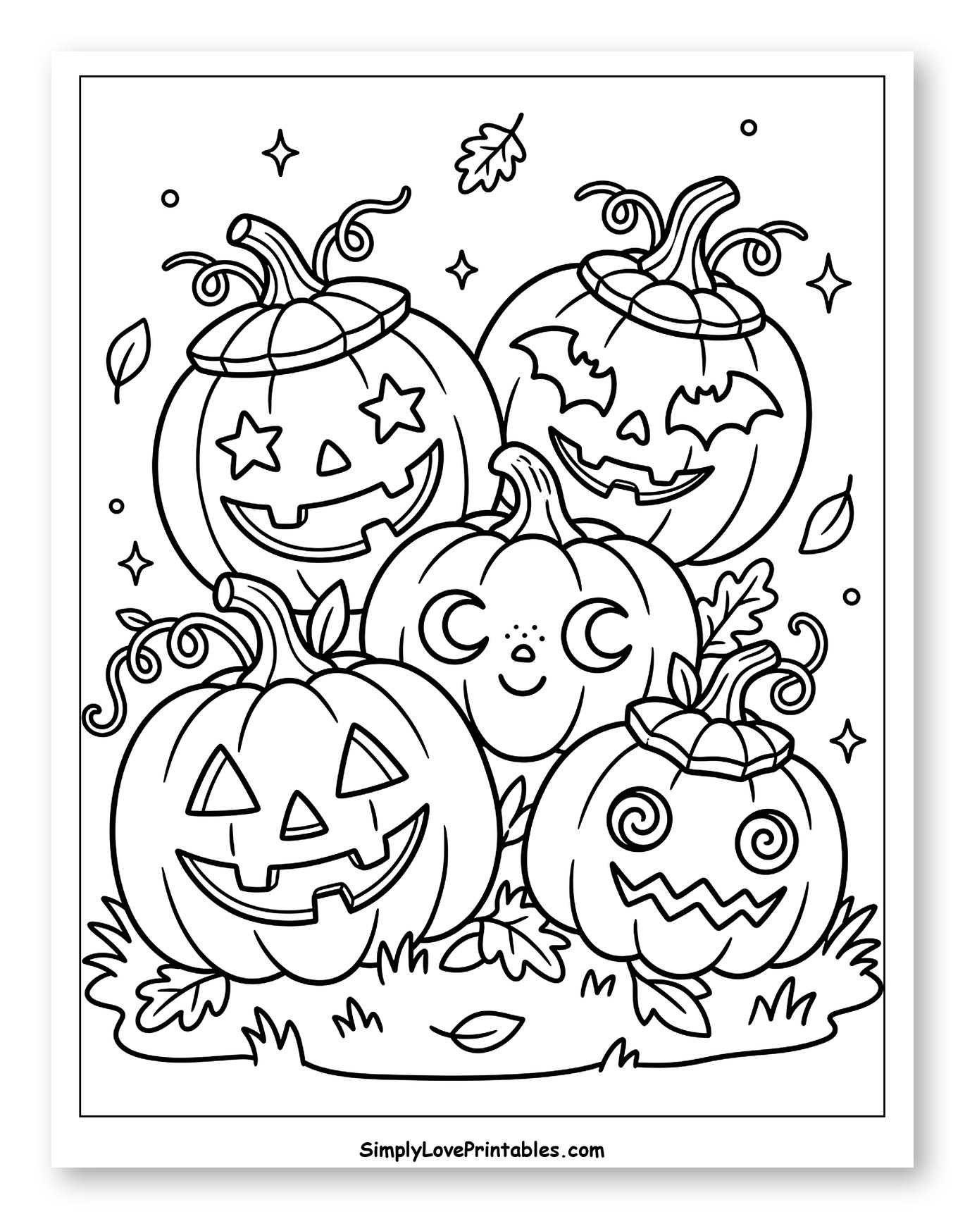 Five Cute Halloween Pumpkins