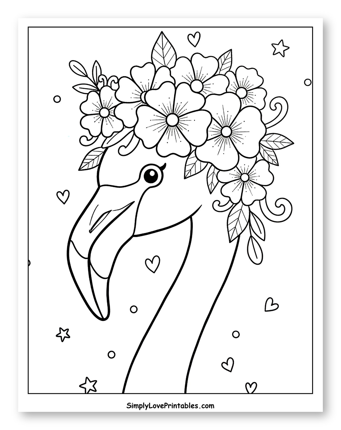 Flamingo Wearing a Beautiful Flower Crown