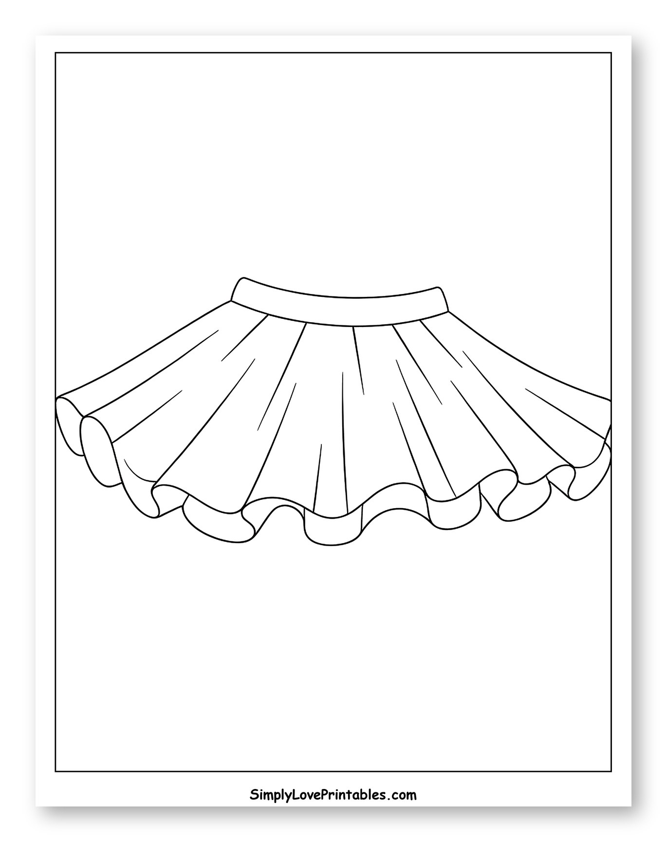 Flared Skirt with Ruffled Bottom to Color for Toddlers