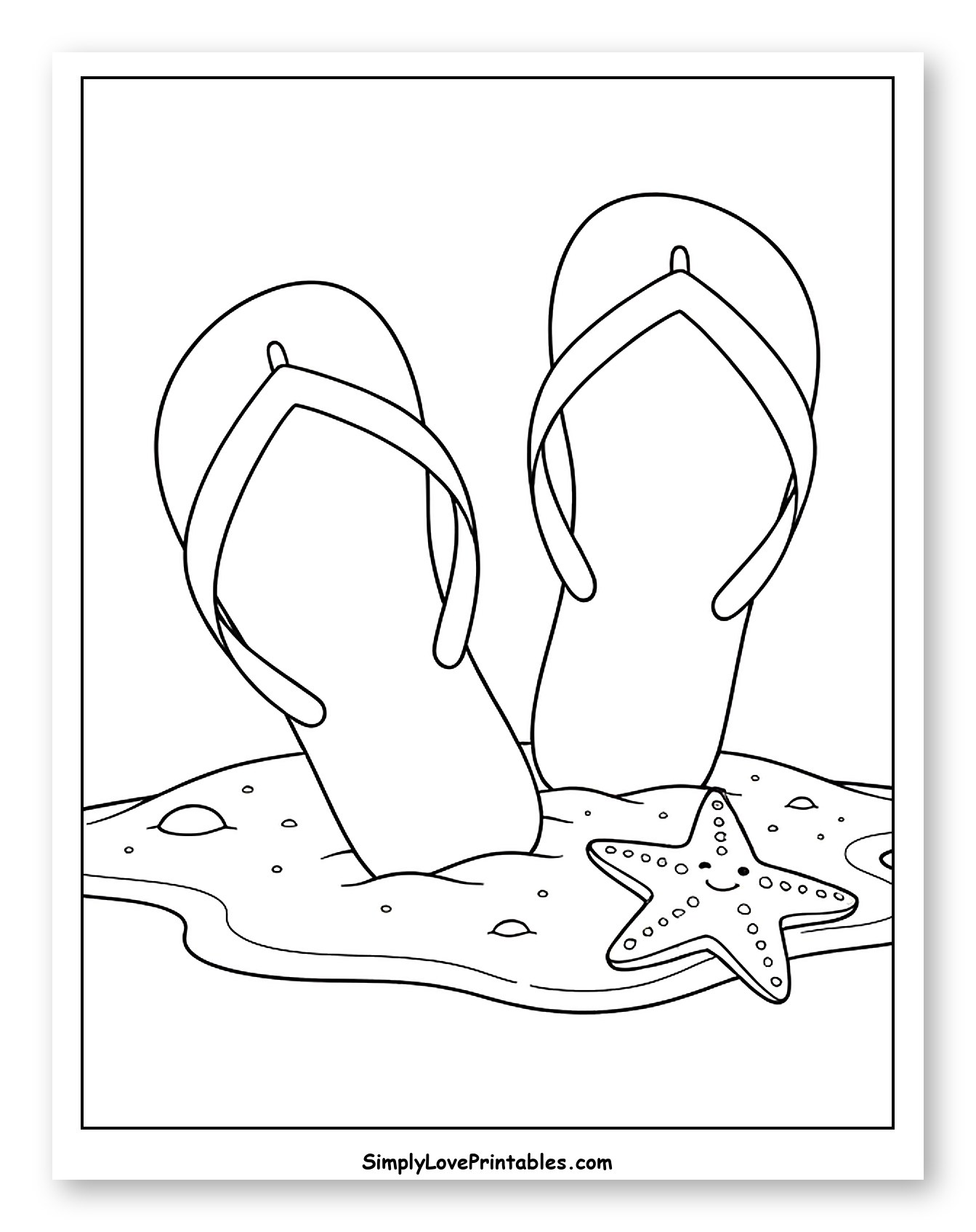 Flip Flops and Starfish on the Sand